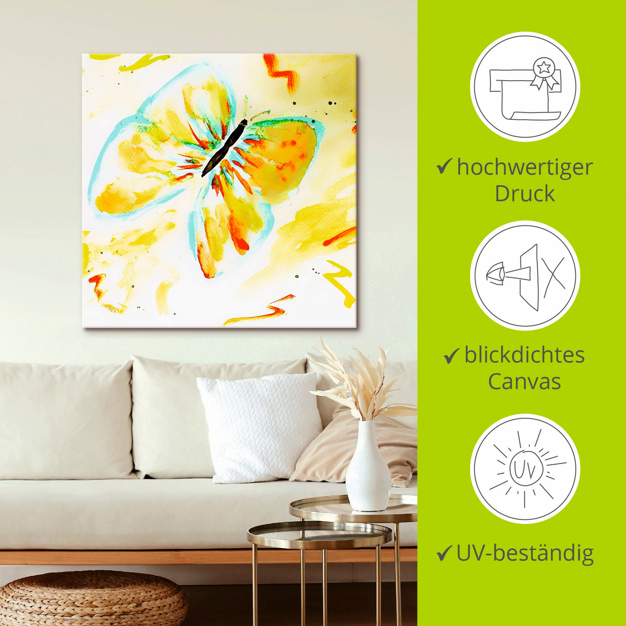Artland Wandbild »Schmetterling«, Insekten, (1 St.), als Leinwandbild, Poster in verschied. Größen