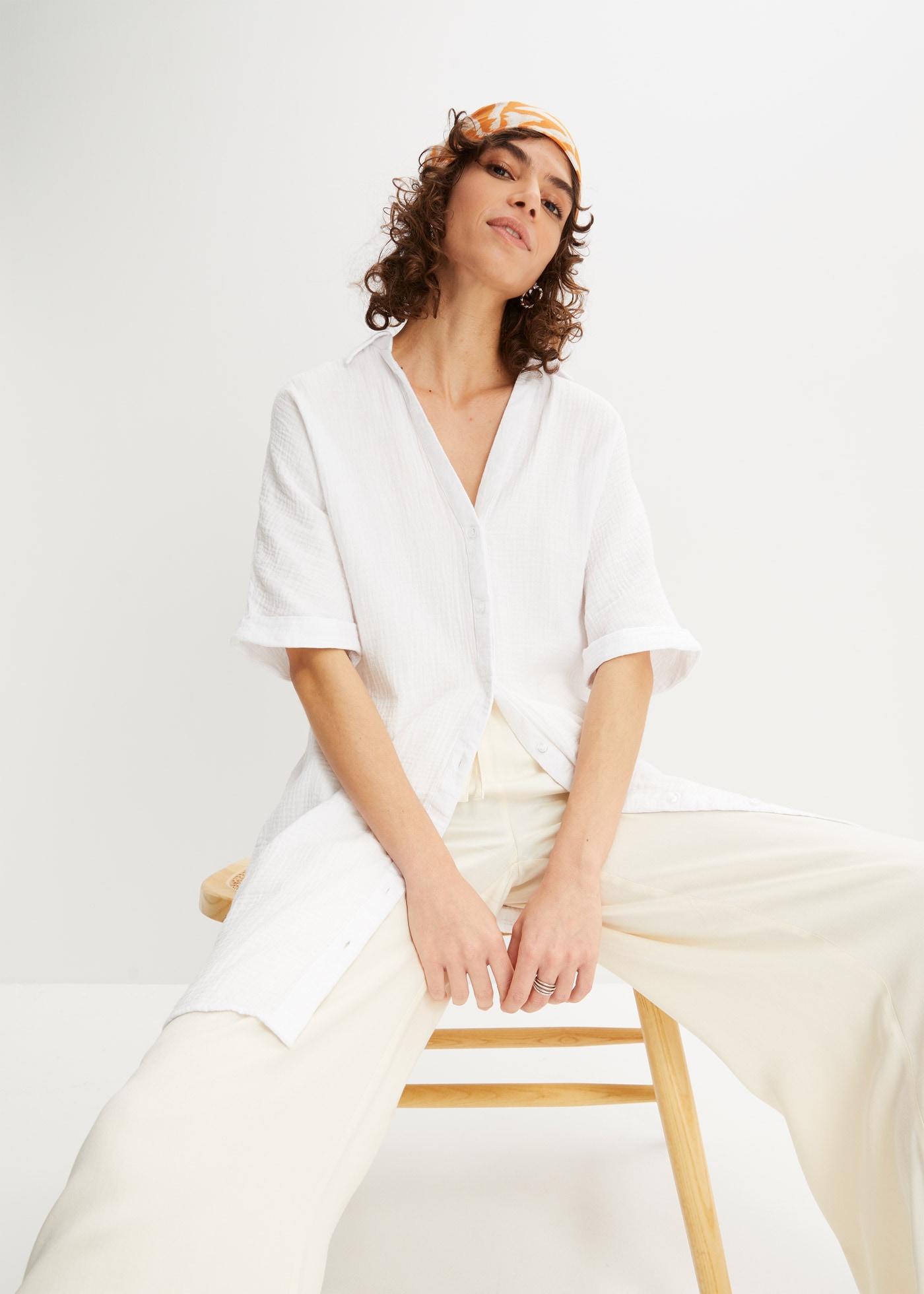 bonprix Shirtbluse »Oversize-Longbluse aus softem Musselin« Oversize-Passform, für warme Tage, aus weichem Musselin