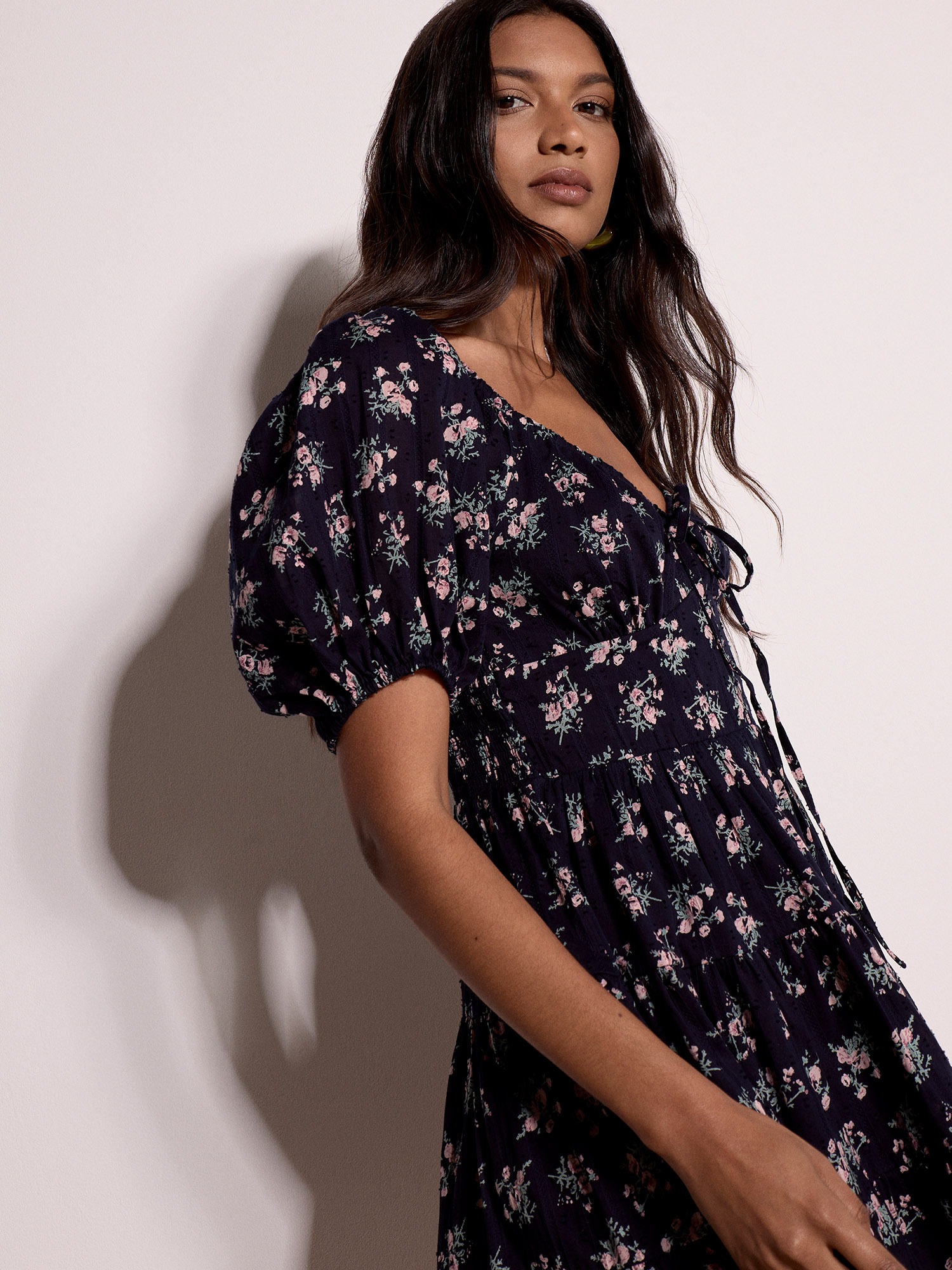 Apricot Minikleid »Geblümtes Mini-Kleid« aus Baumwoll-Dobby