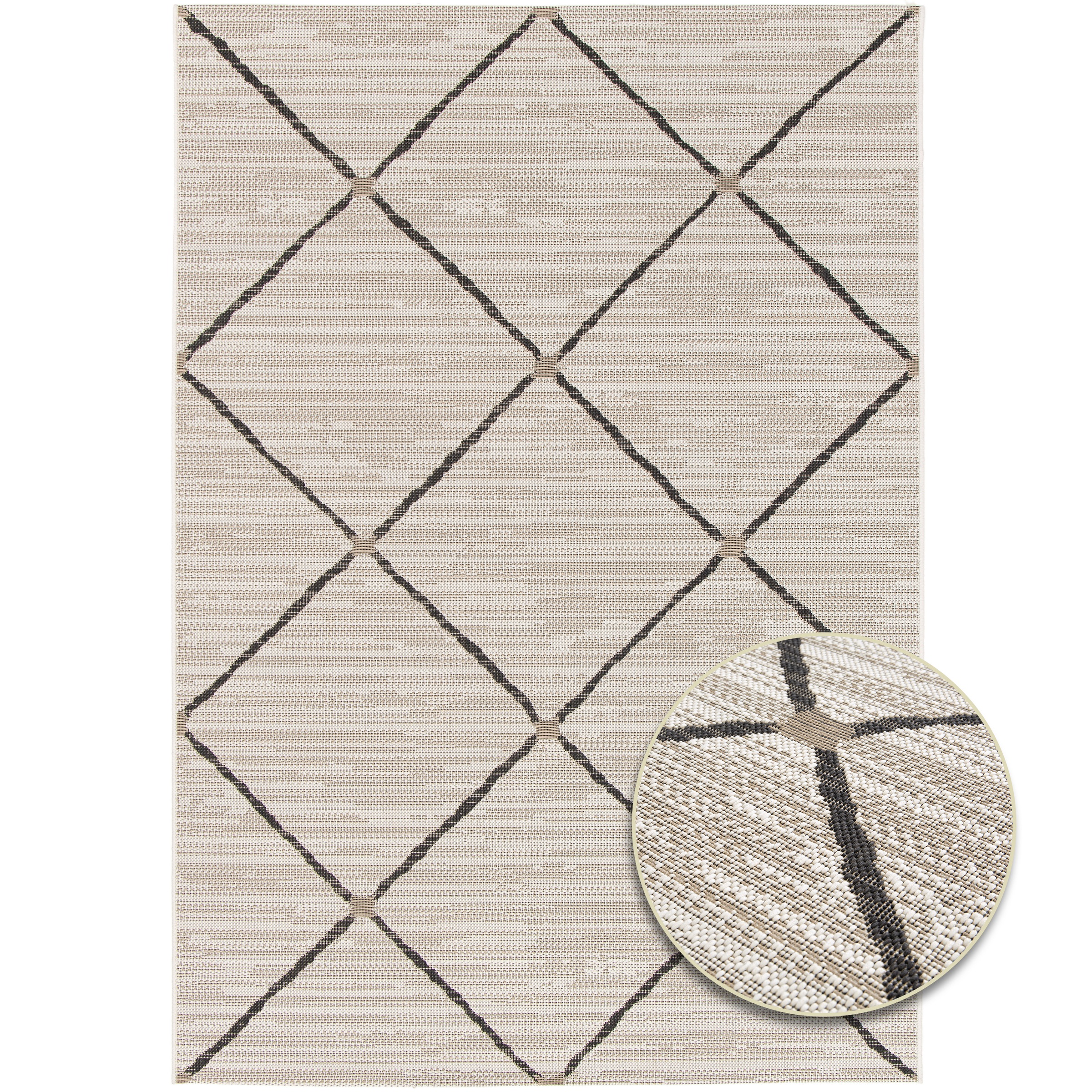 Primaflor-Ideen in Textil Teppich »Outdoorteppich PARADISE - Rhombus«, rechteckig, 4 mm Höhe, Flachgewebe, Rauten, Scandi, In- und Outdoor geeignet, wasserfest