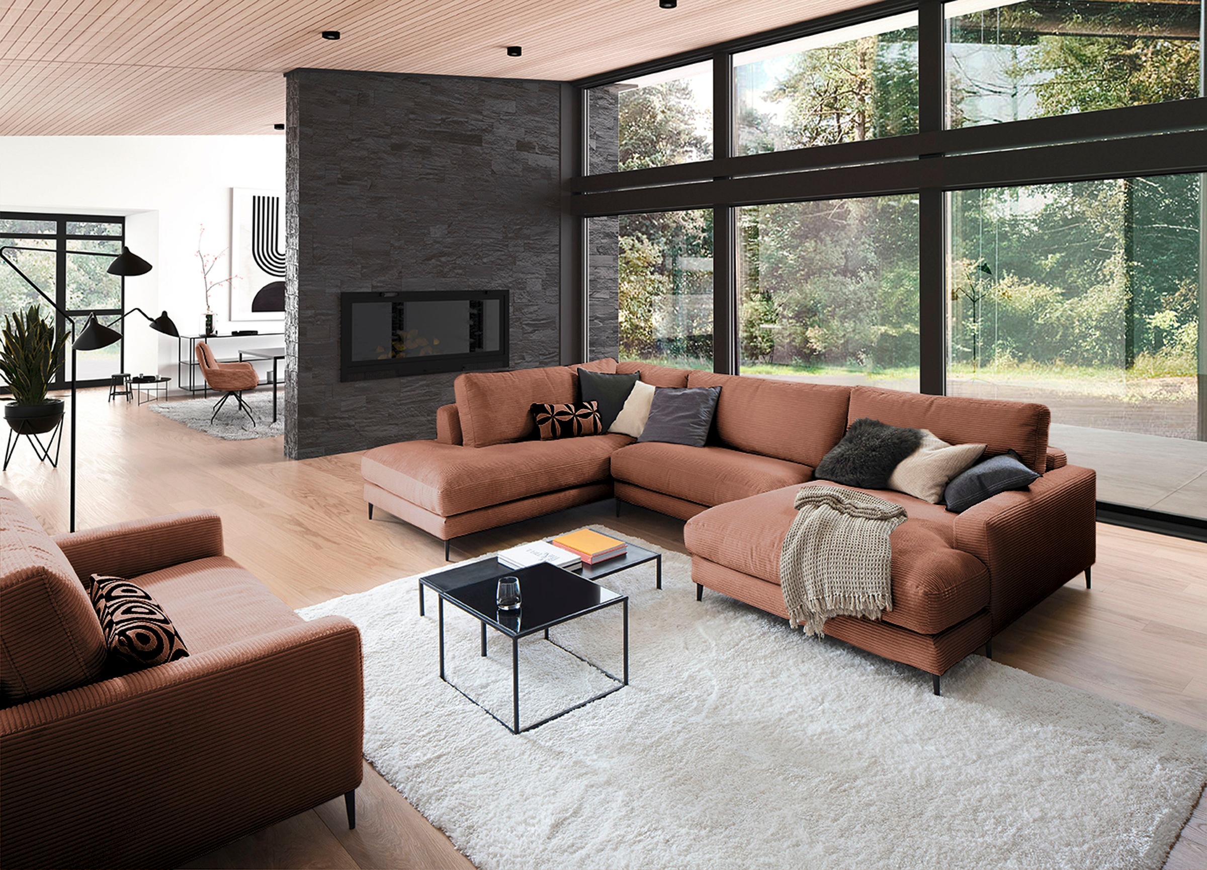 Home affaire Wohnlandschaft "Downtown XXL B/T/H: 341/223/84 cm Loungemöbel günstig online kaufen