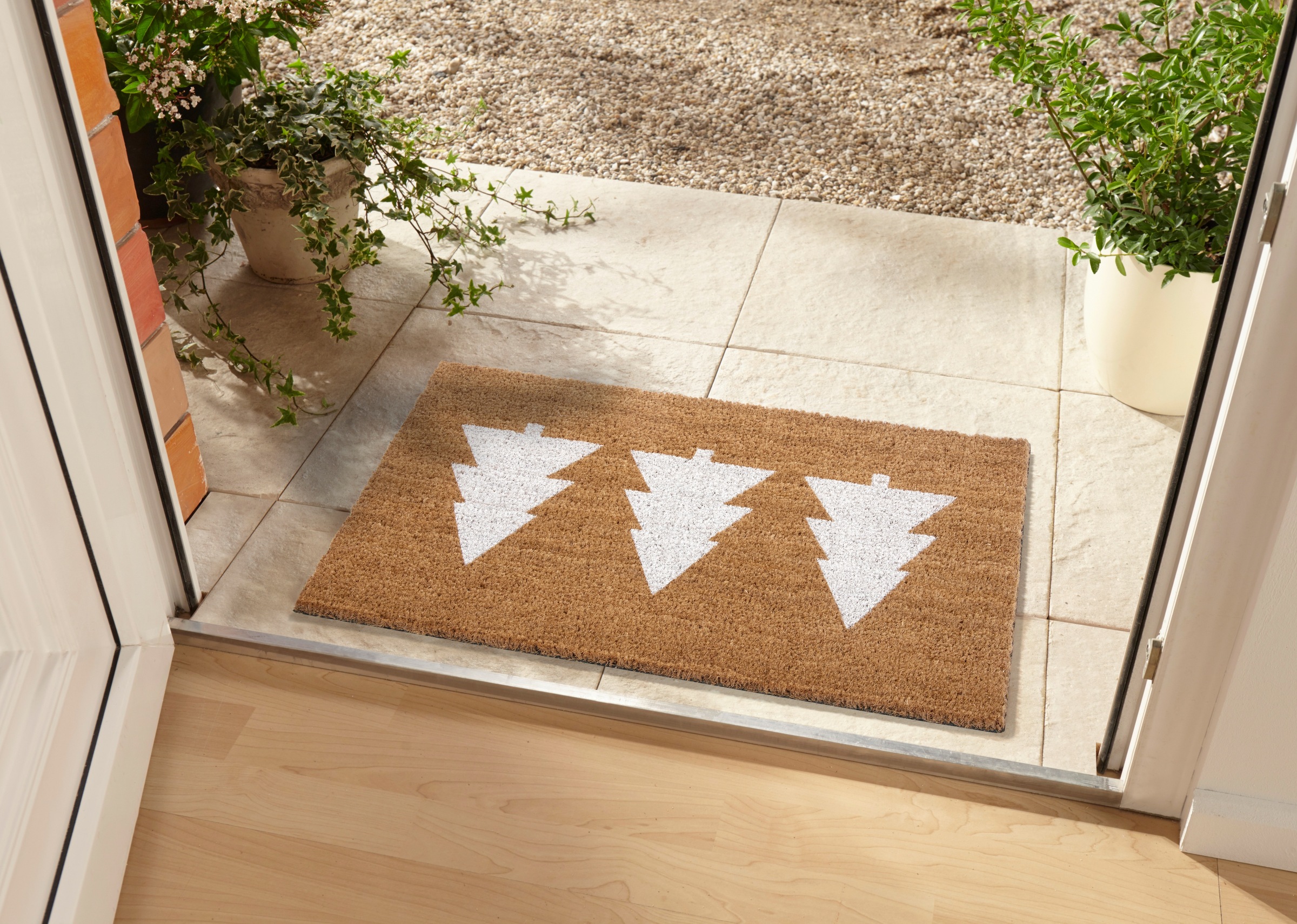 HANSE Home Fußmatte »Mix Mats Kokos Pine Trees, Türmatte«, rechteckig, 15 mm Höhe, Weihnachten, Schmutzfangmatte, Outdoor, Rutschfest, Innen, Kokosmatte