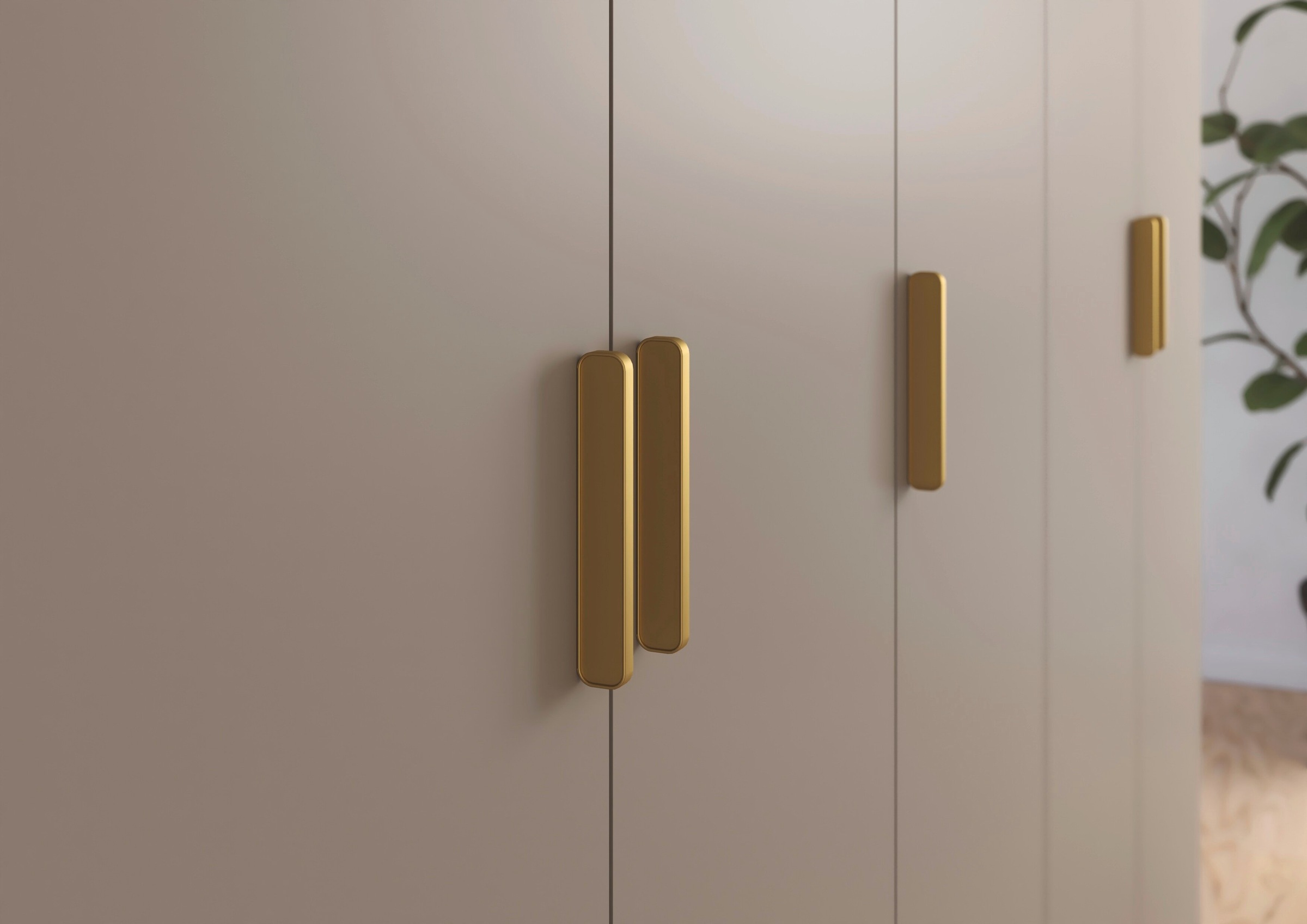 OTTO home Kaminumbauschrank »Schrank Möbel Schlafzimmer Garderobe Kinderzimmer WELTNEUHEIT ZELLARA« PATENTIERTES SCHNELLMONTAGESYSTEM Griff Goldfarben MADE IN GERMANY