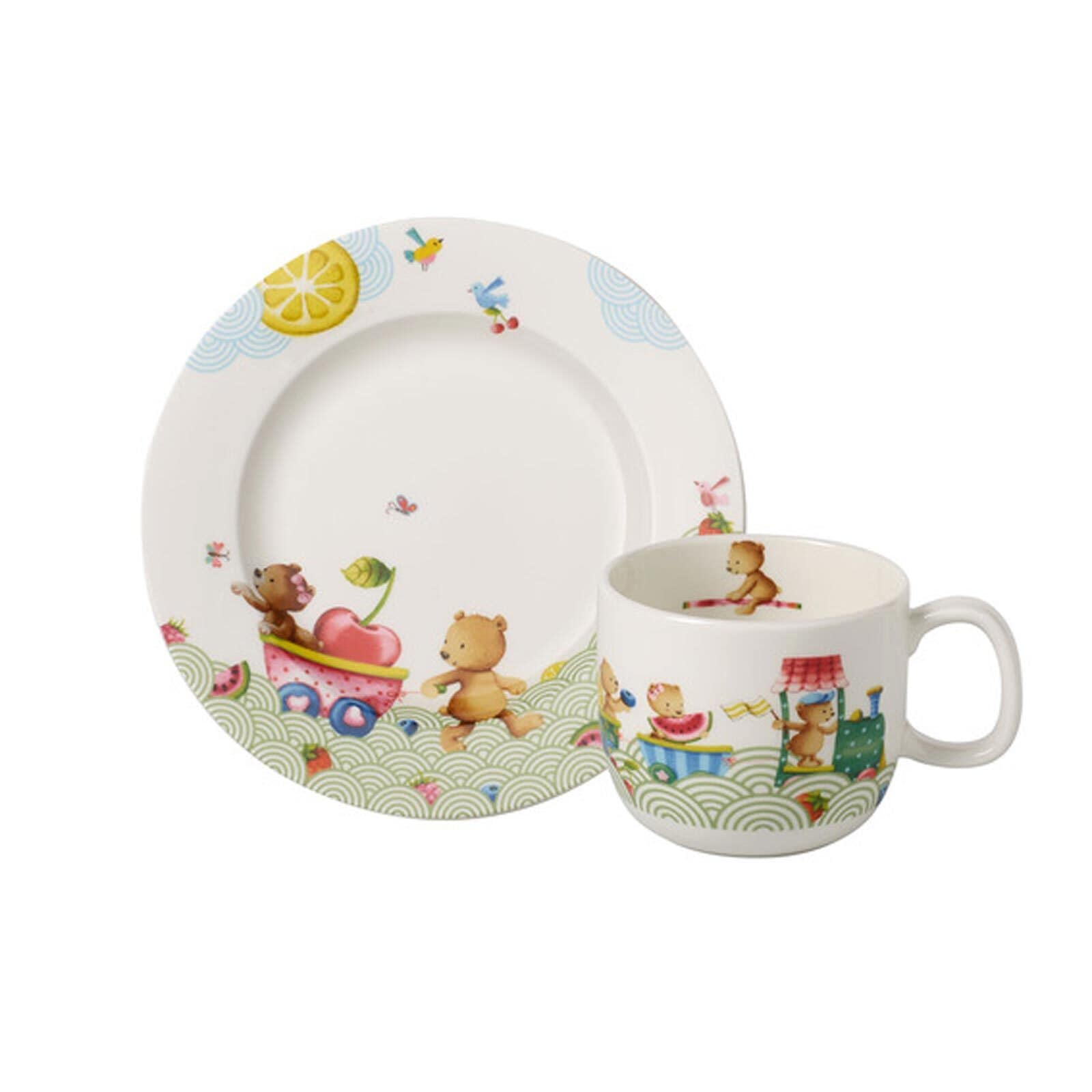 Villeroy & Boch Kindergeschirr-Set "Frühstücksset Hungry as a Bear 2er Set bunt" Spülmaschinenfest, Mikrowellensicher