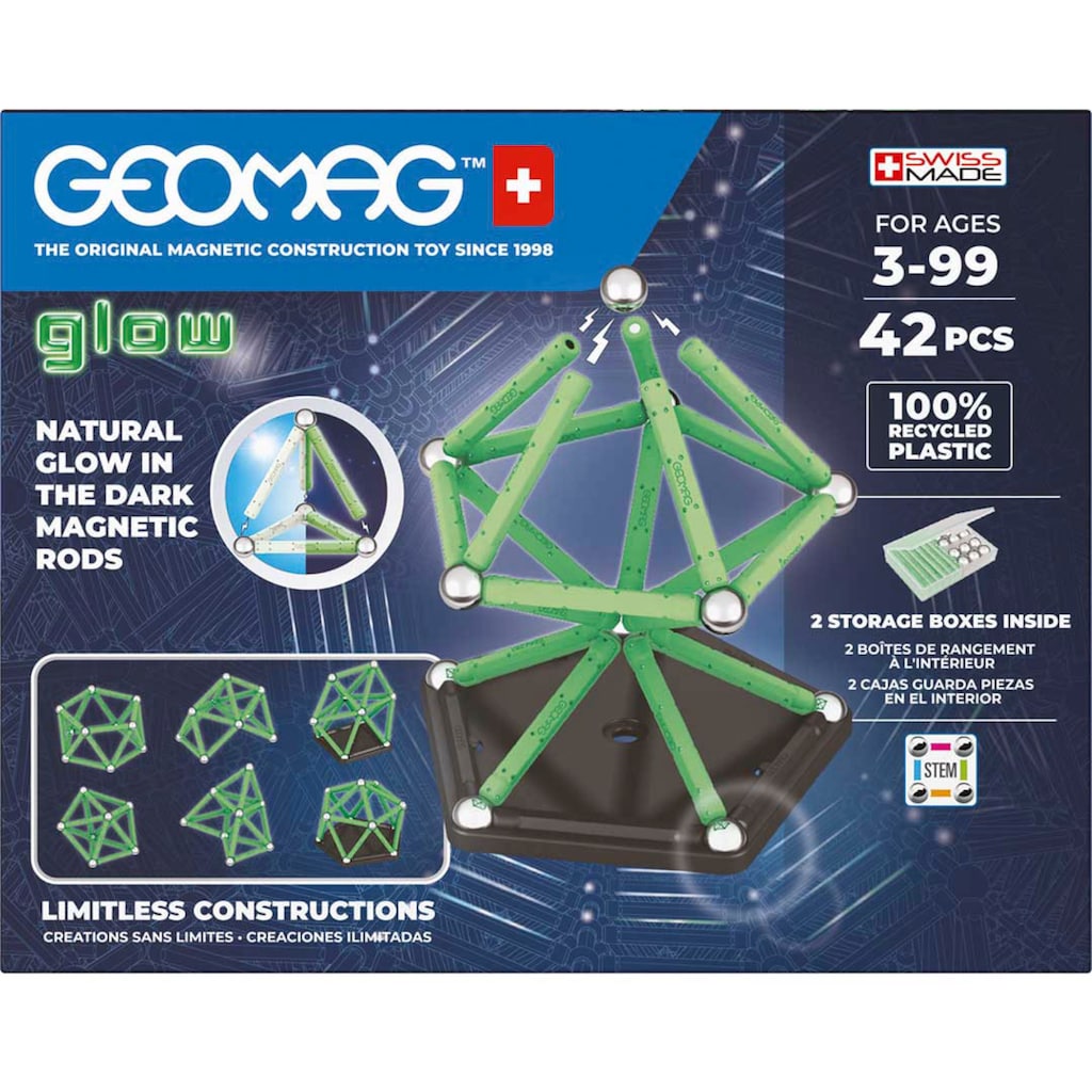 Geomag™ Magnetspielbausteine »GEOMAG™ Glow, Recycled«, (42 St.)