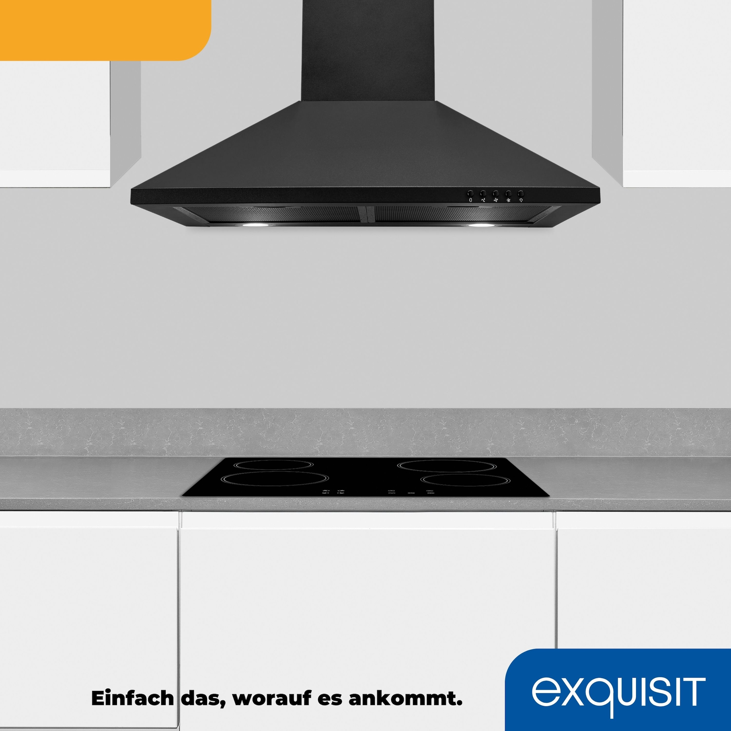 exquisit Wandhaube »KH 60-8.3 (sw)« Pyramidenförmige Haube – stilvoll & flexibel mit LED-Beleuchtung