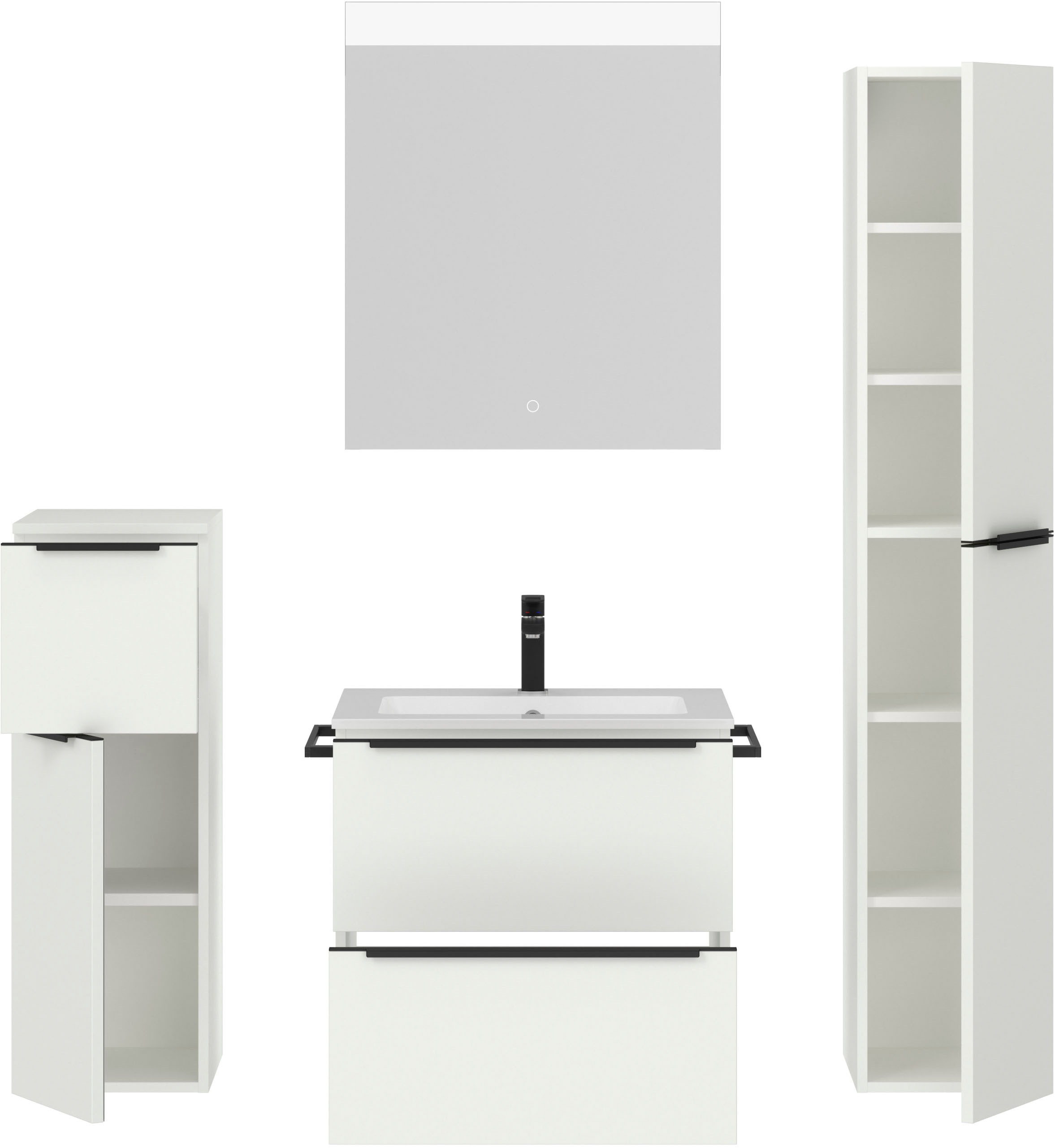 nobilia® Badmöbel-Set »Levere« vormontiert, mit Soft-Close, 4 Stk. tlg.