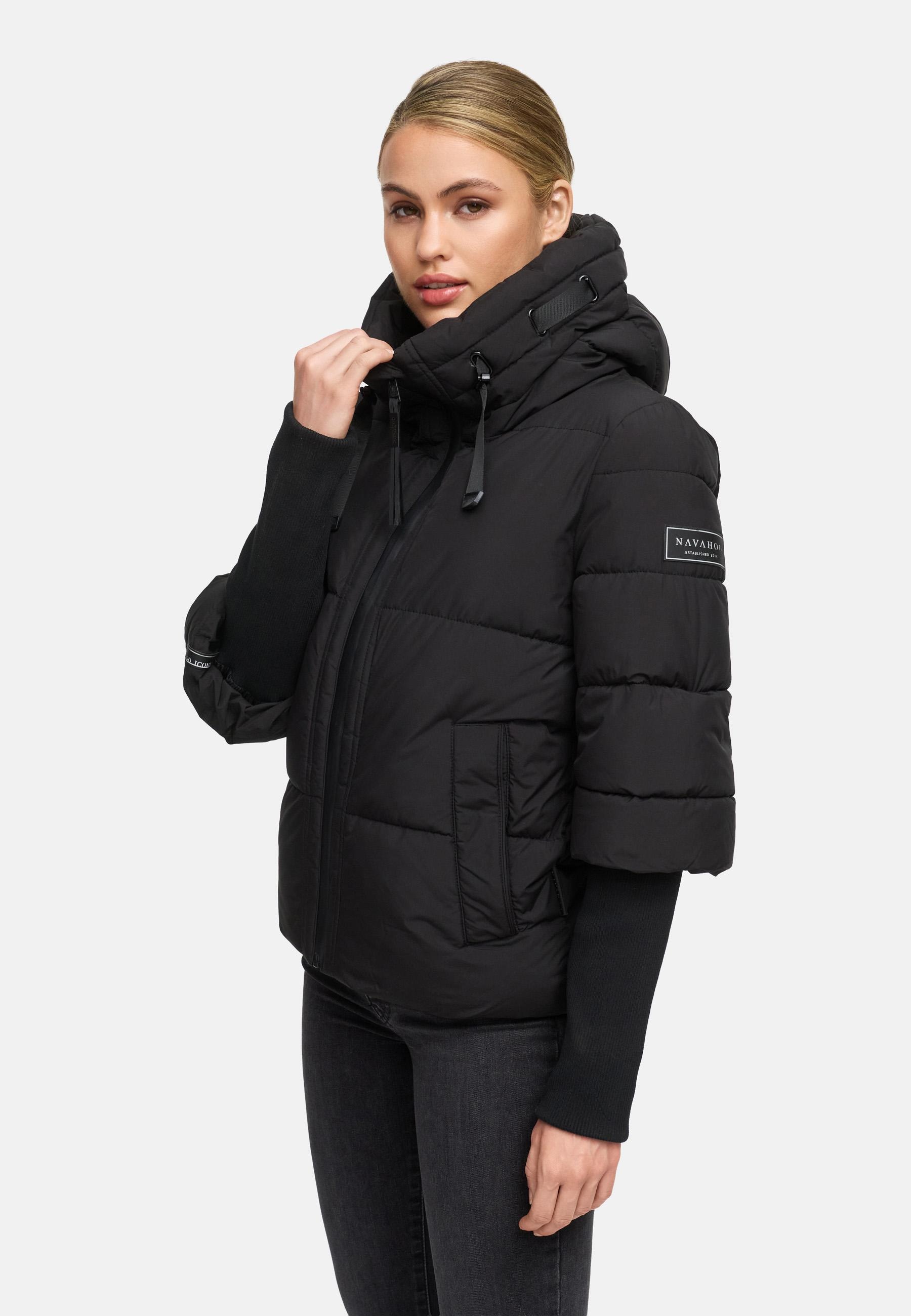 Navahoo Steppjacke »Lotusherz XIV«, mit Kapuze, Warme gesteppte Winterjacke mit Rippstrickärmeln