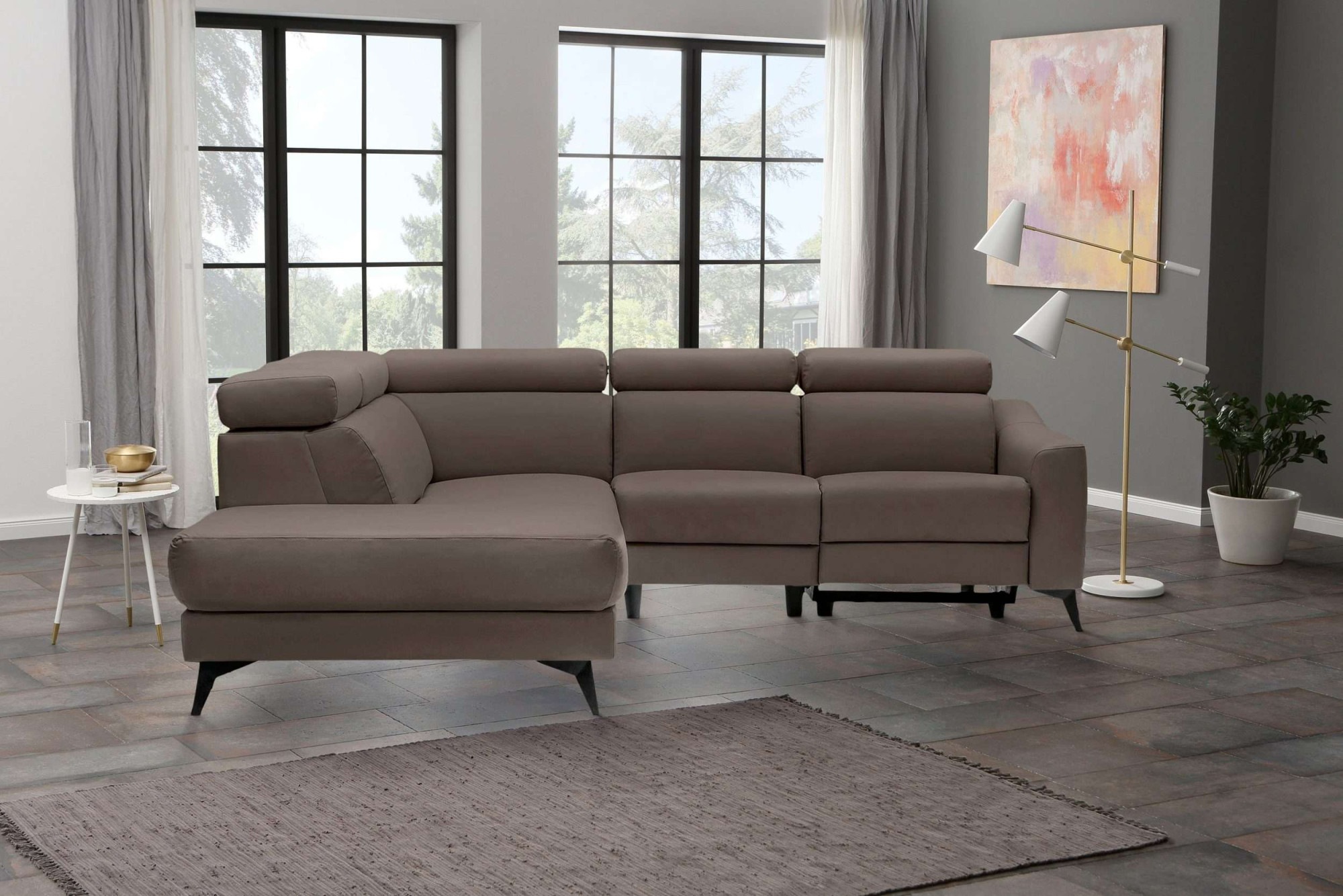 Home affaire Ecksofa "Valerio" mit 1 elektrischer Relaxfunktion und USB-Ans günstig online kaufen