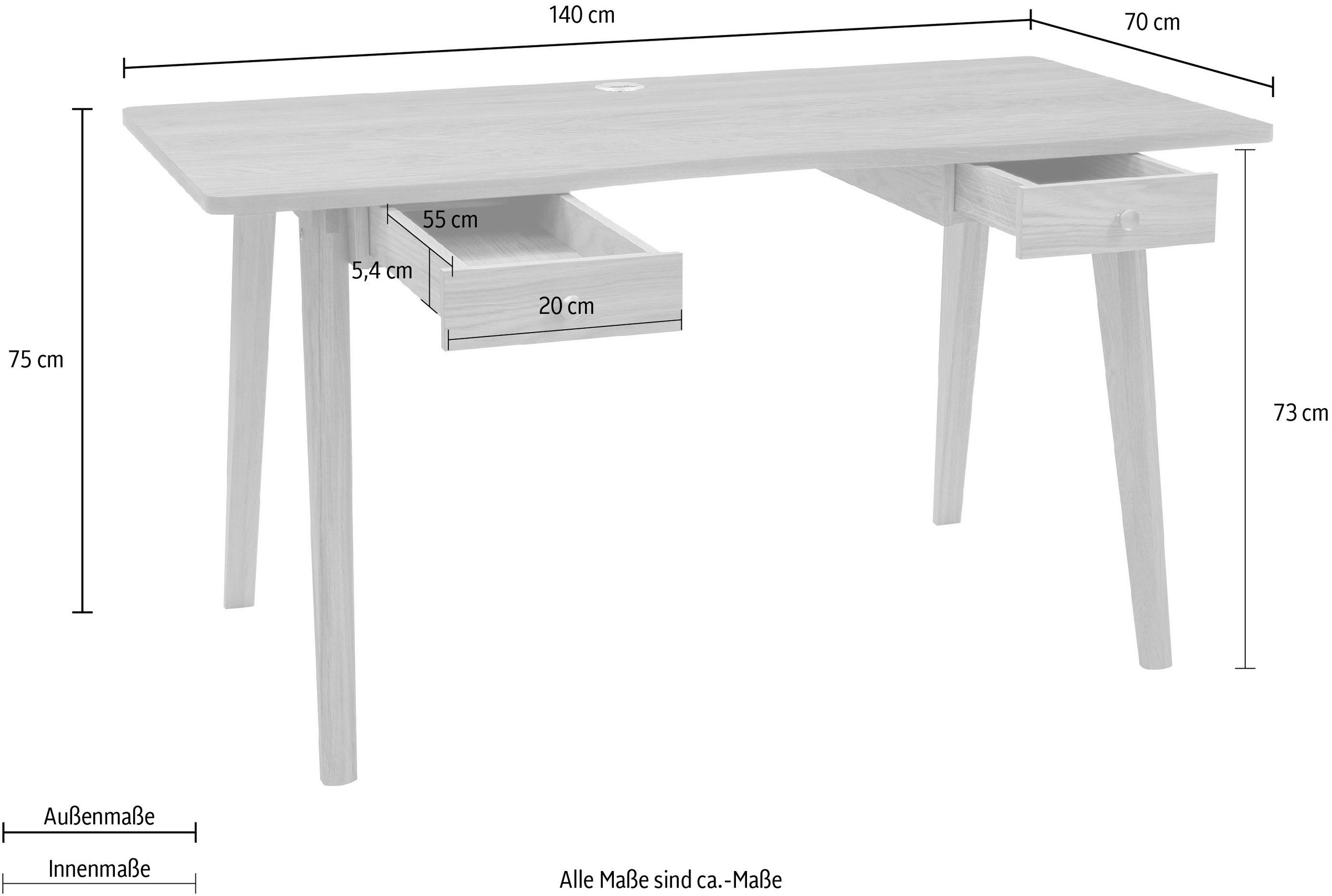 Woodman Schreibtisch »Peer«, im skandinavian Design, Tischbeine aus massiver Eiche