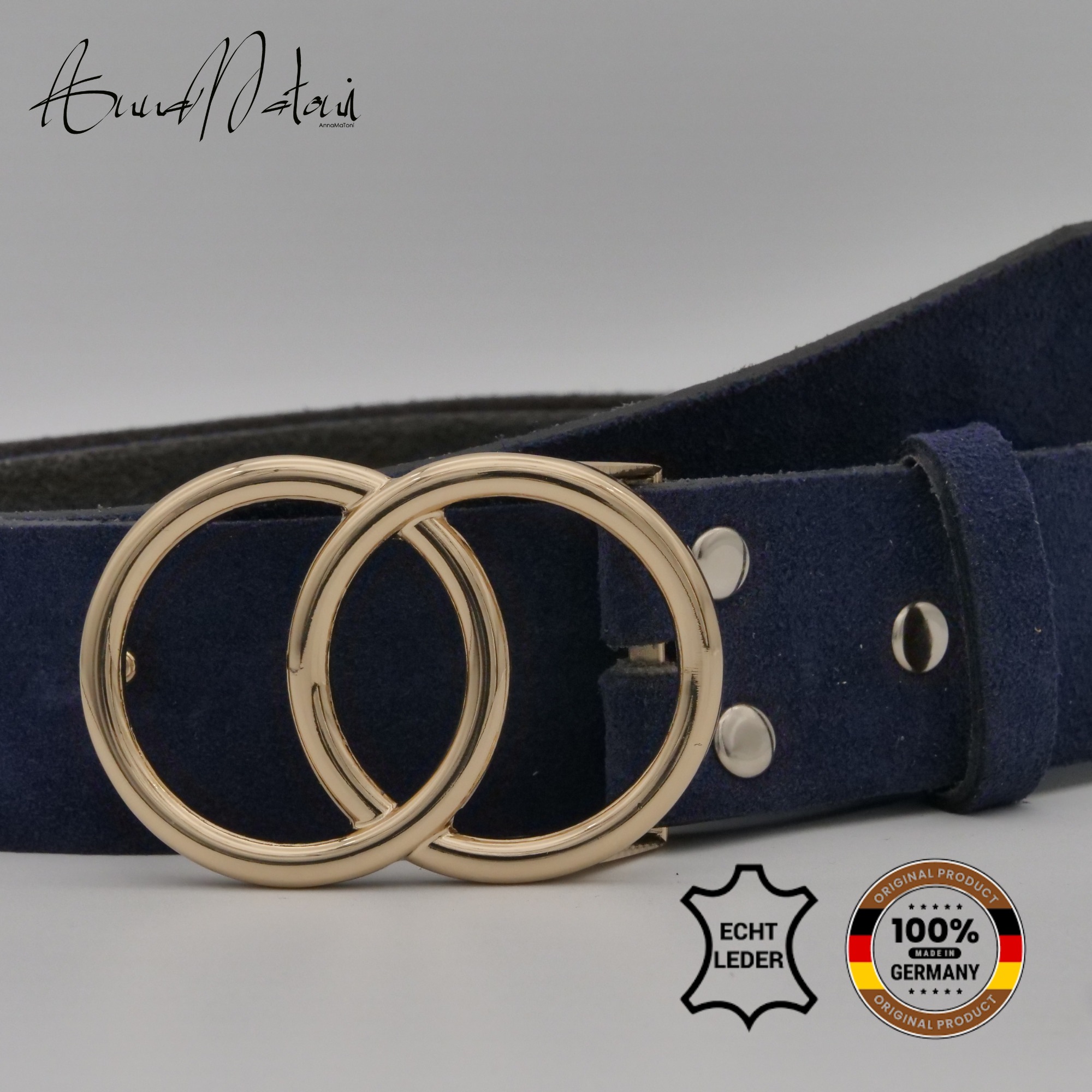 AnnaMatoni Women's Leather Belt Marine 4cm 6