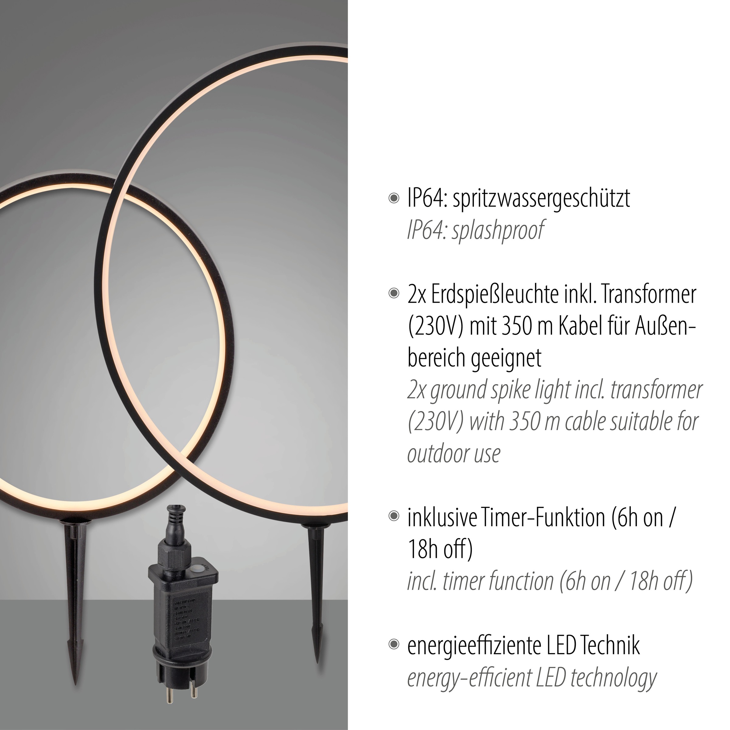 JUST LIGHT Gartenleuchte »ZIRKULU Set«, 1 flammig, Leuchtmittel LED-Board | LED fest integriert, LED l IP65