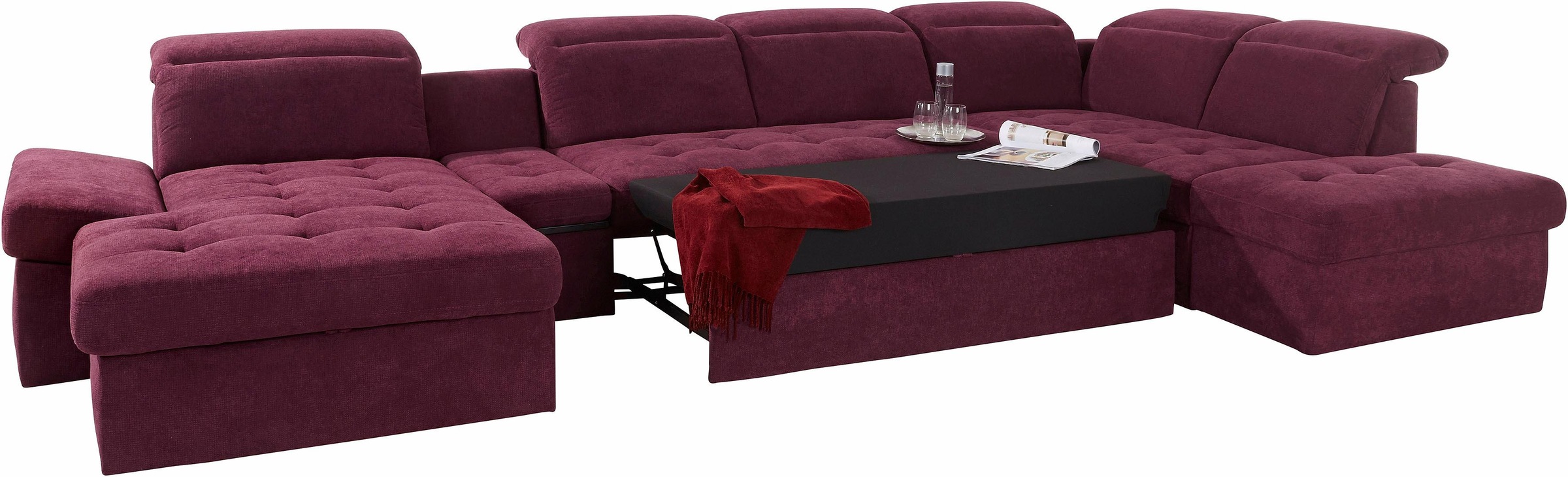 sit&more Wohnlandschaft »Stardust U-Form«, inklusive Kopfteilverstellung, Armlehnenfunktion und Tischelement