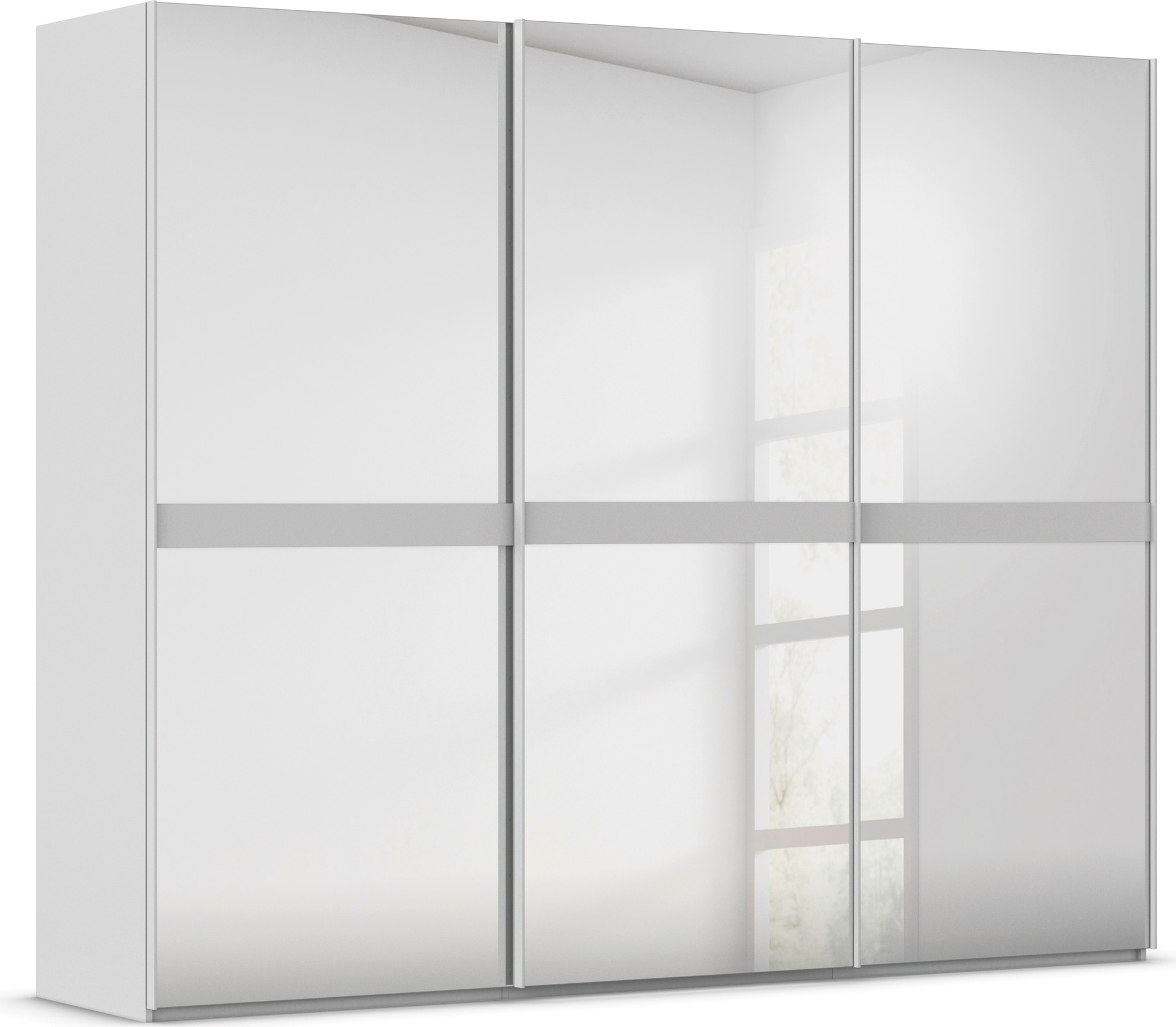 rauch Schwebetürenschrank "Kleiderschrank Schrank Garderobe Schlafzimmerschrank SCALE-LINE" edle Optik mit Bauchbinde in Korpusfarbe Spiegelfront MADE IN GERMANY
