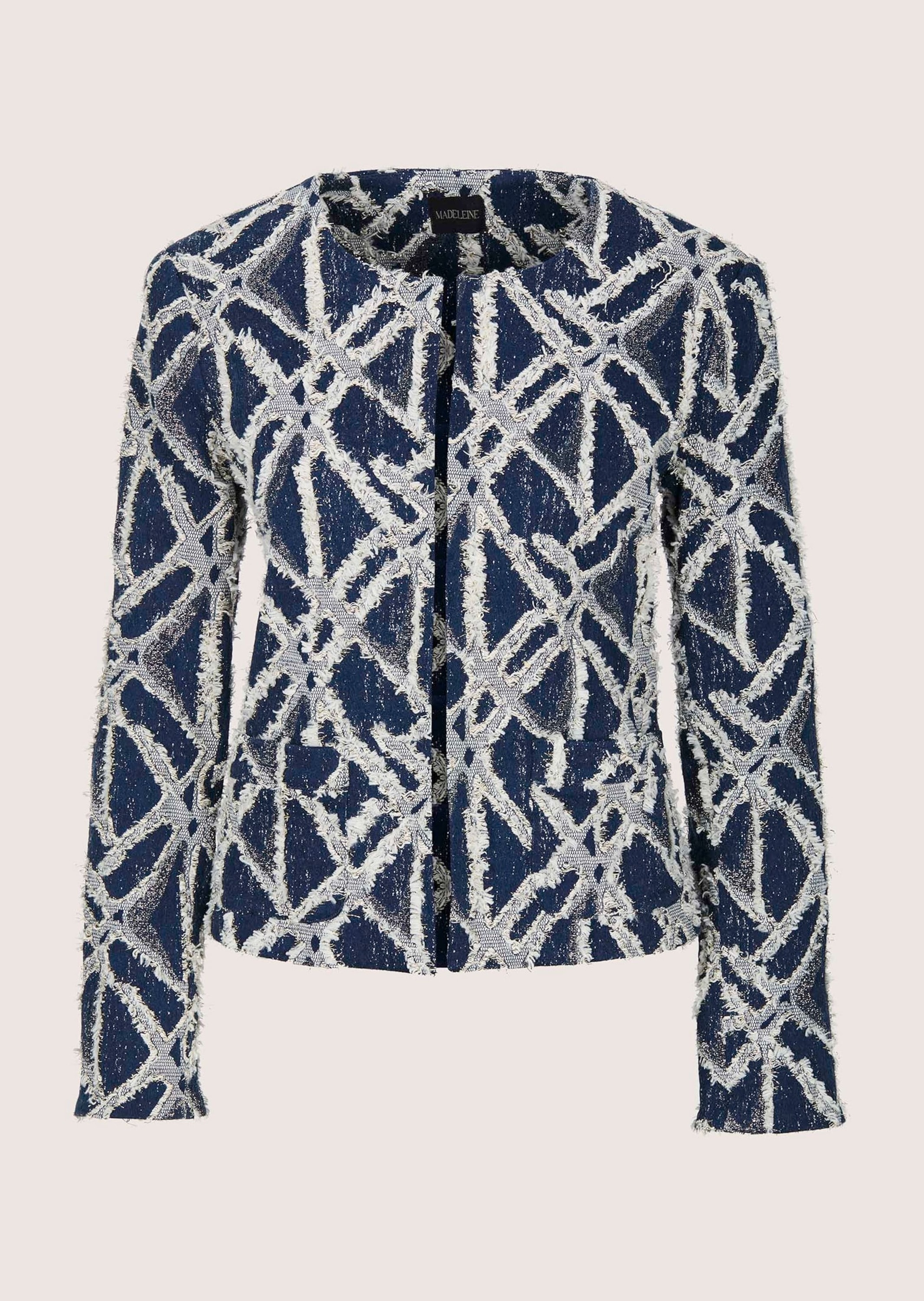 MADELEINE Jackenblazer "Kurzblazer Jacquardblazer mit Fransen" Jacquard Bla günstig online kaufen