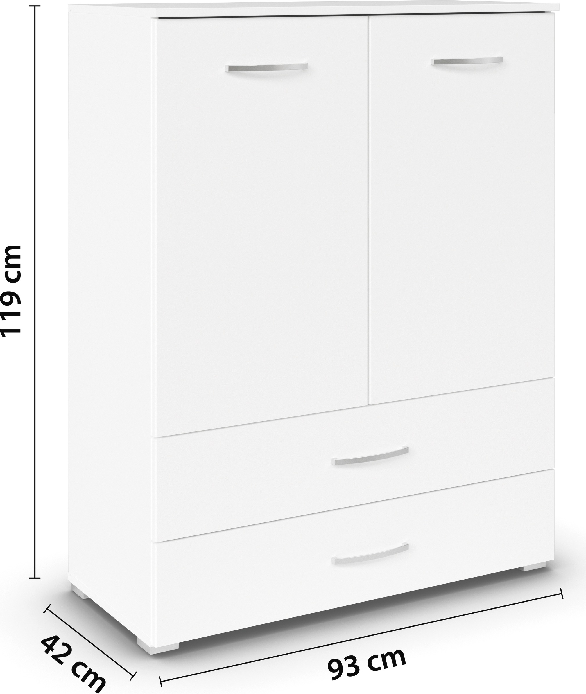 rauch Hochkommode »Pure by Aditio«, im minimalistischem Design, 2 Schubladen mit Softclose-Funktion