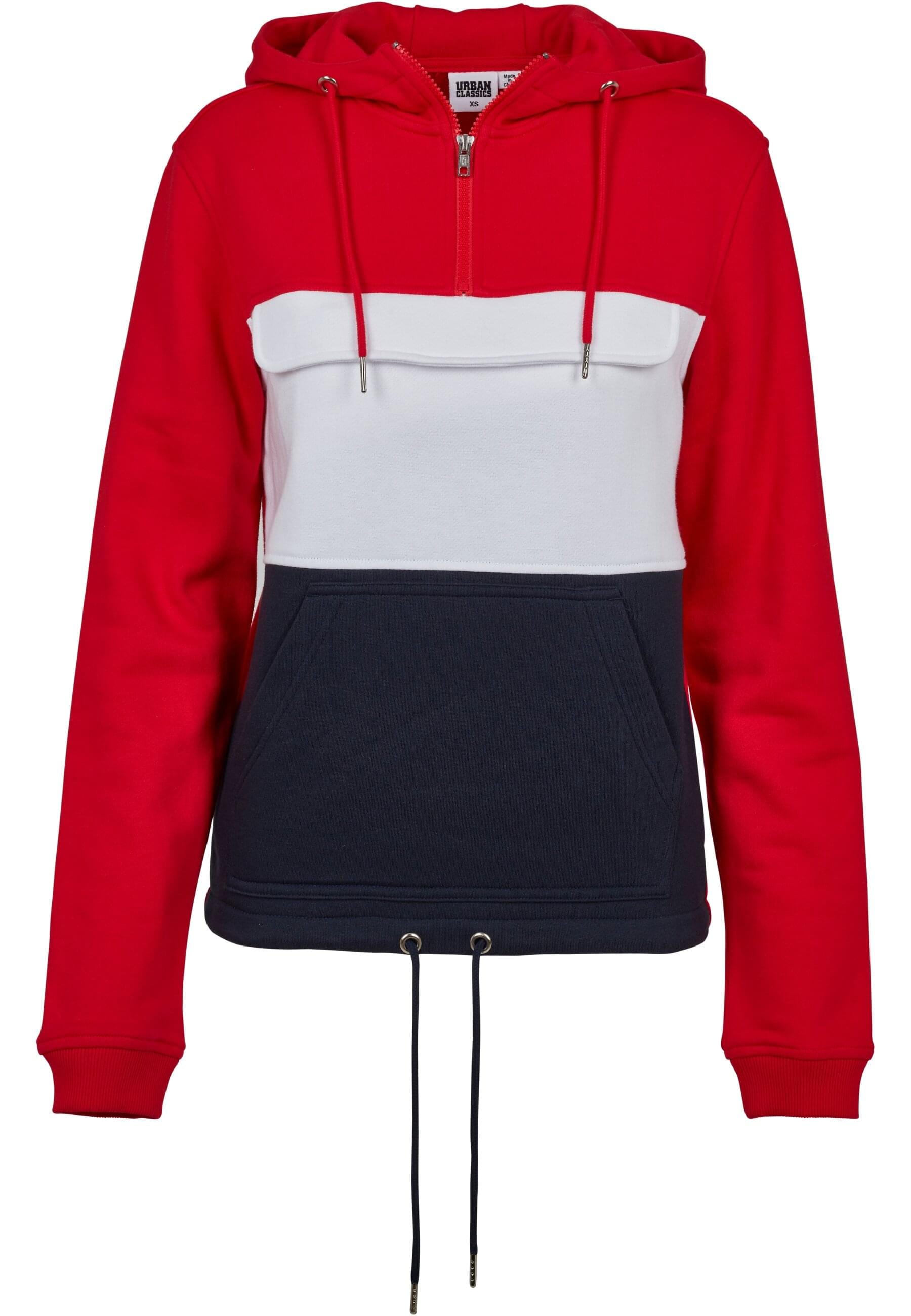 URBAN CLASSICS Rundhalspullover "Urban Classics Damen Ladies Color Block Sweat Pull Over Hoody"