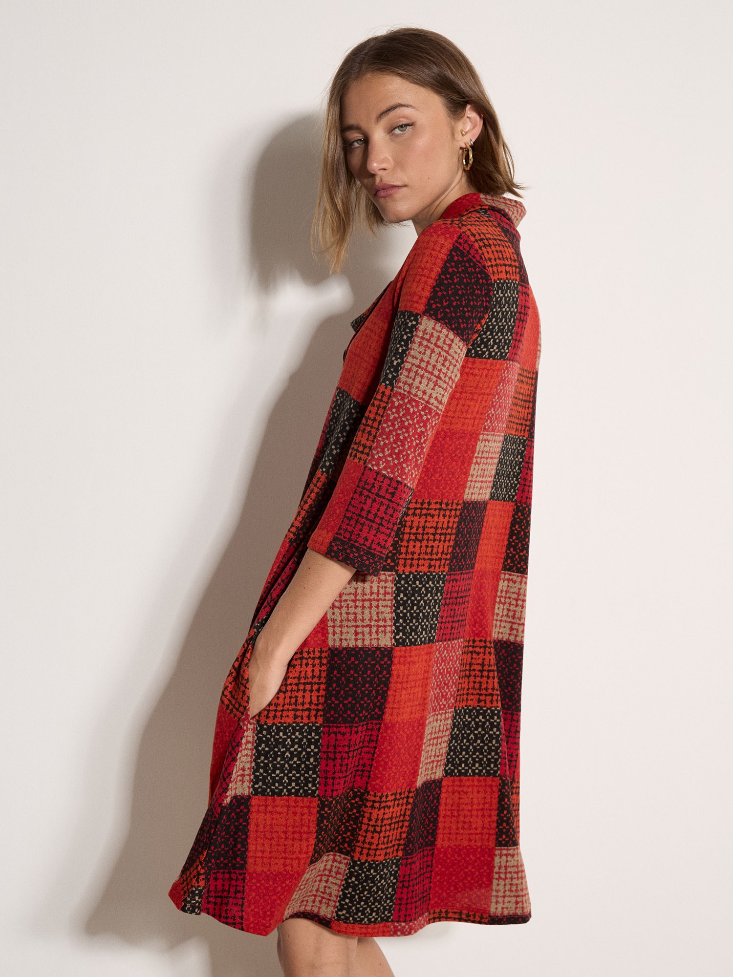Apricot Midikleid »Strickkleid« mit Karomuster