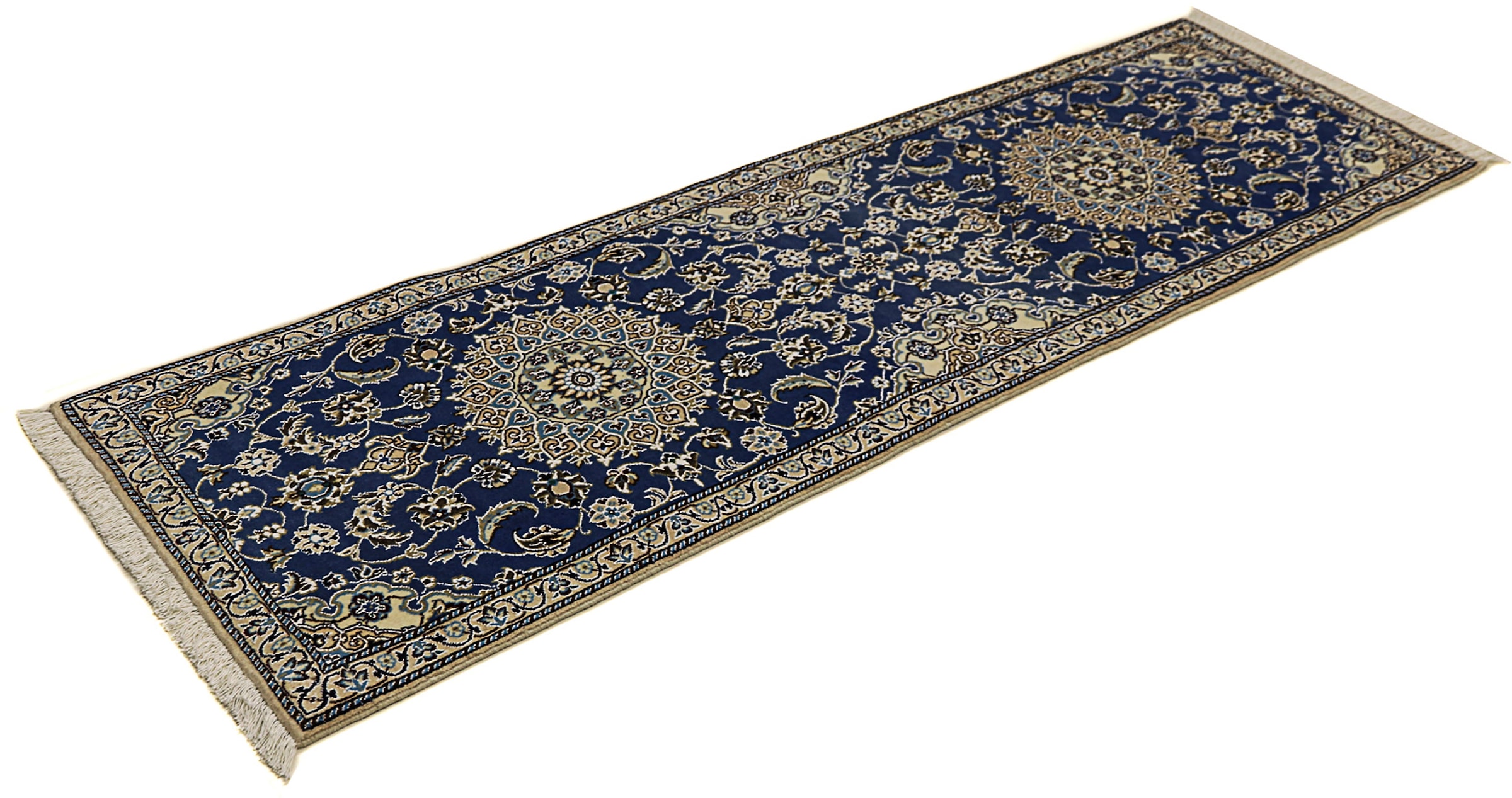 morgenland Orientteppich "Perser - Nain - Royal - 200 x 60 cm - blau", rechteckig, 10 mm Höhe, Wohnzimmer, Handgeknüpft,