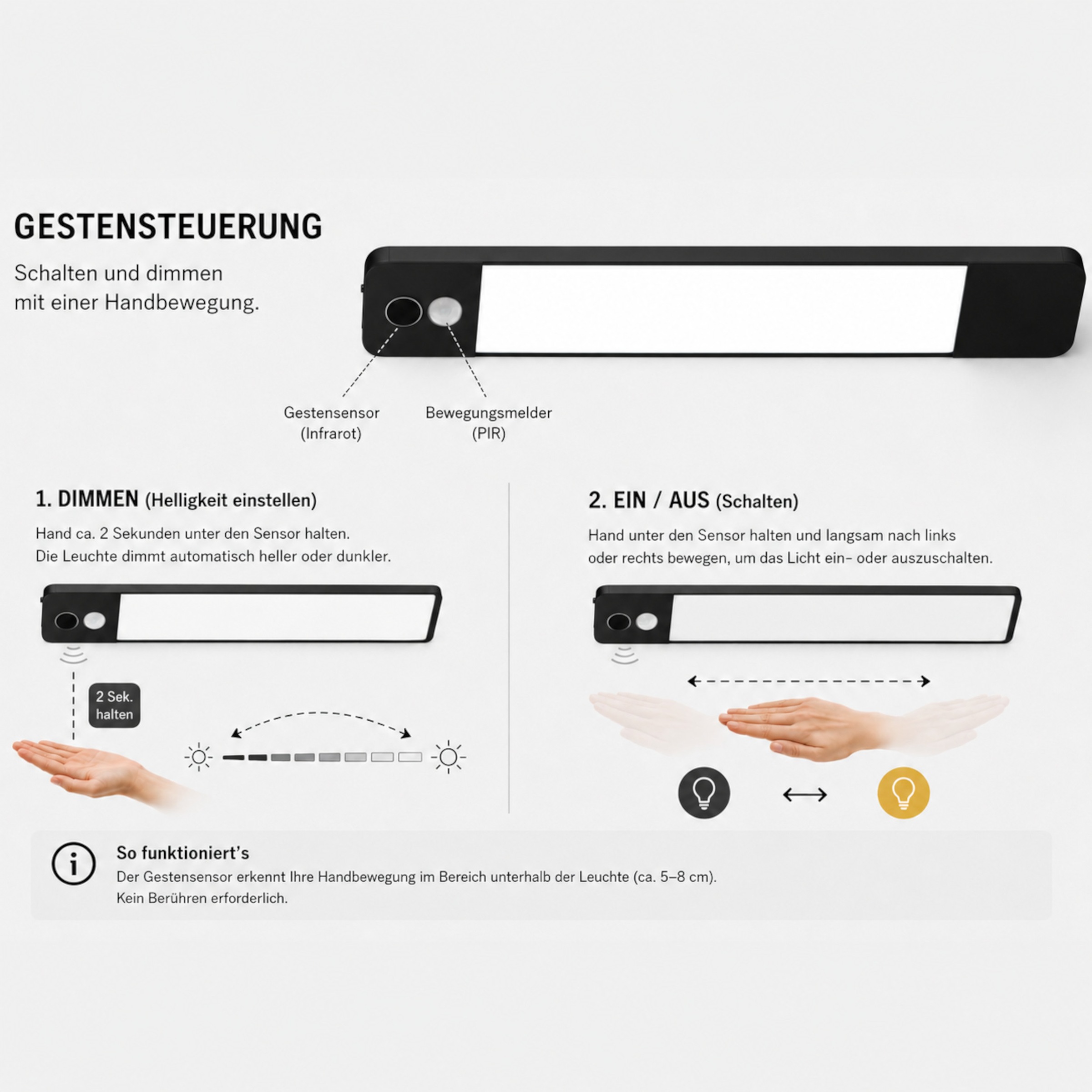 Hanseatic LED Unterbauleuchte »/ Schrankbeleuchtung / Lichtleiste LUBLUGHK223« LED-Modul 1 Stk. Neutralweiß Akkubetrieb, 4000 K,  25cm x 4cm