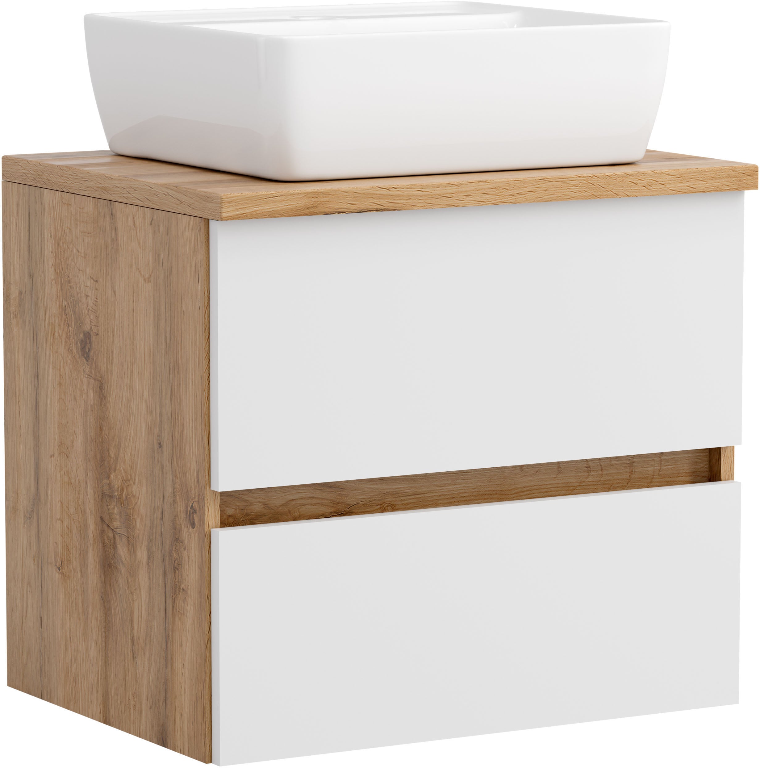 OTTO home 1100000002199 "BOZEN, Aufsatz-Waschtisch mit Keramkbecken" Aufsatz-Keramkibecken, grifflose Front