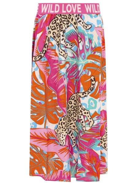 Zwillingsherz Maxirock ""Dschungel Leopard"", Animal-Print, bunten Blättern günstig online kaufen