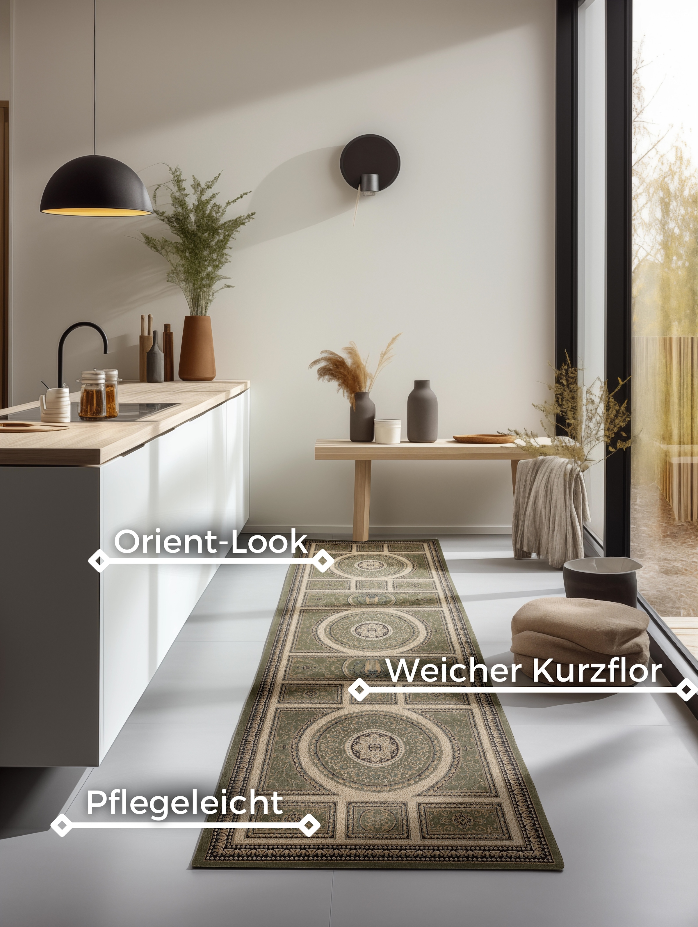 NORTHRUGS Teppich »Guzara«, rechteckig, 8 mm Höhe, Orient Optik, Läufer, strapazierfähig, pflegeleicht, robust