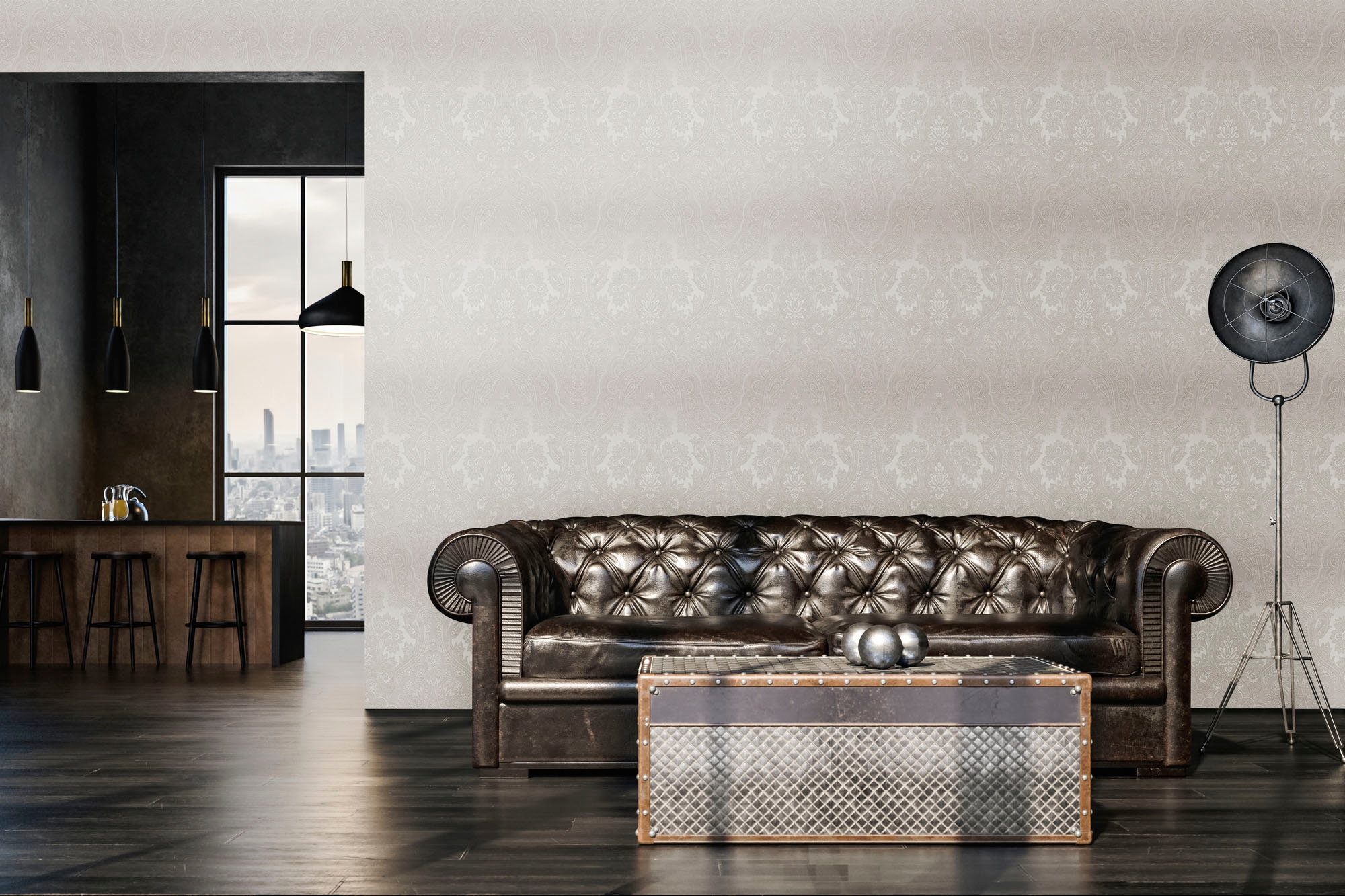 living walls Vliestapete "My Home My Spa" Barock Glitzermuster ornamental glatt Barock Tapete Ornament Muster glitzernd Hintergrund matt glatt Vlies