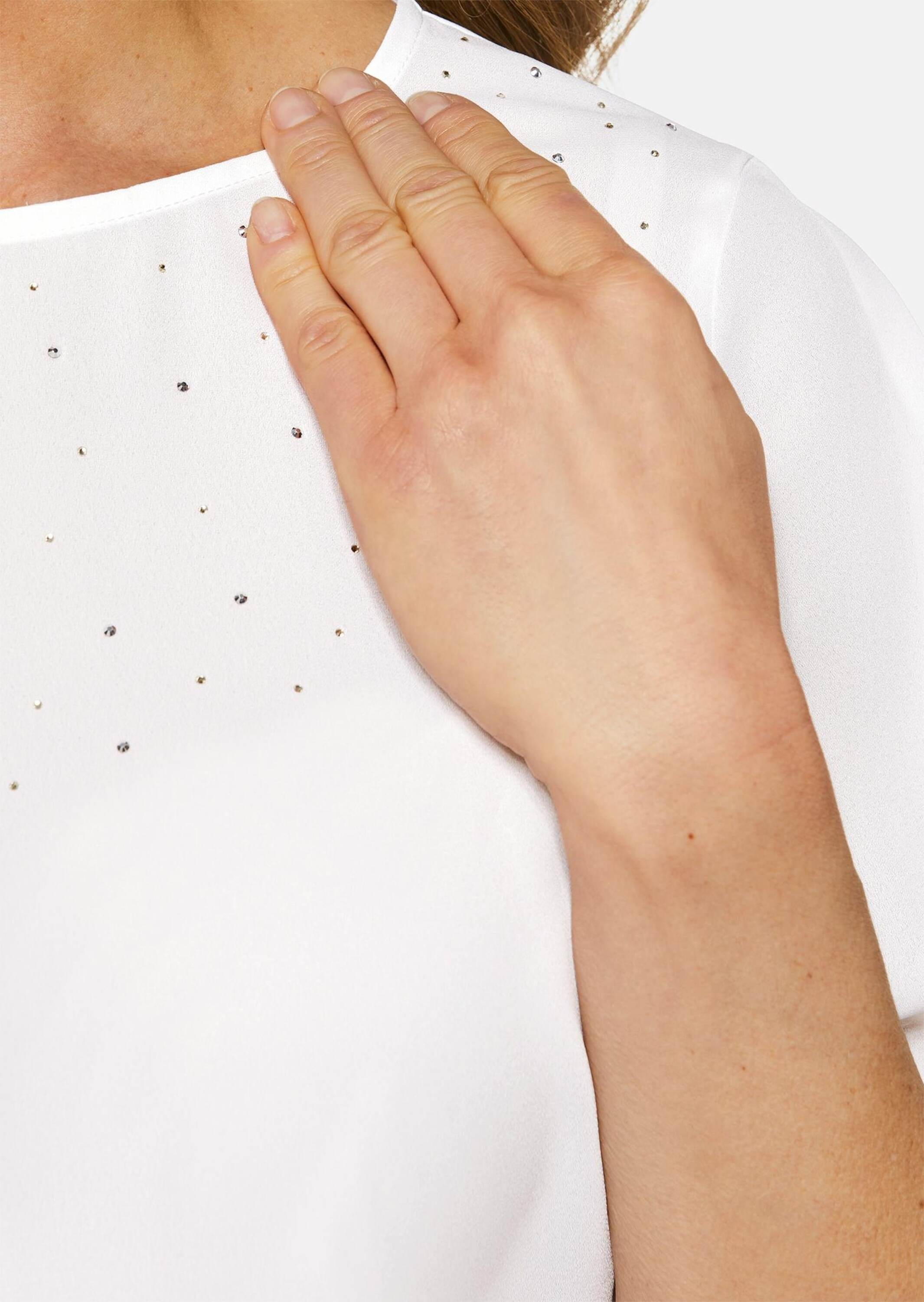 GOLDNER Kurzarmbluse »Schlupfbluse Elegante Bluse aus Chiffon mit Glitzersteinen«