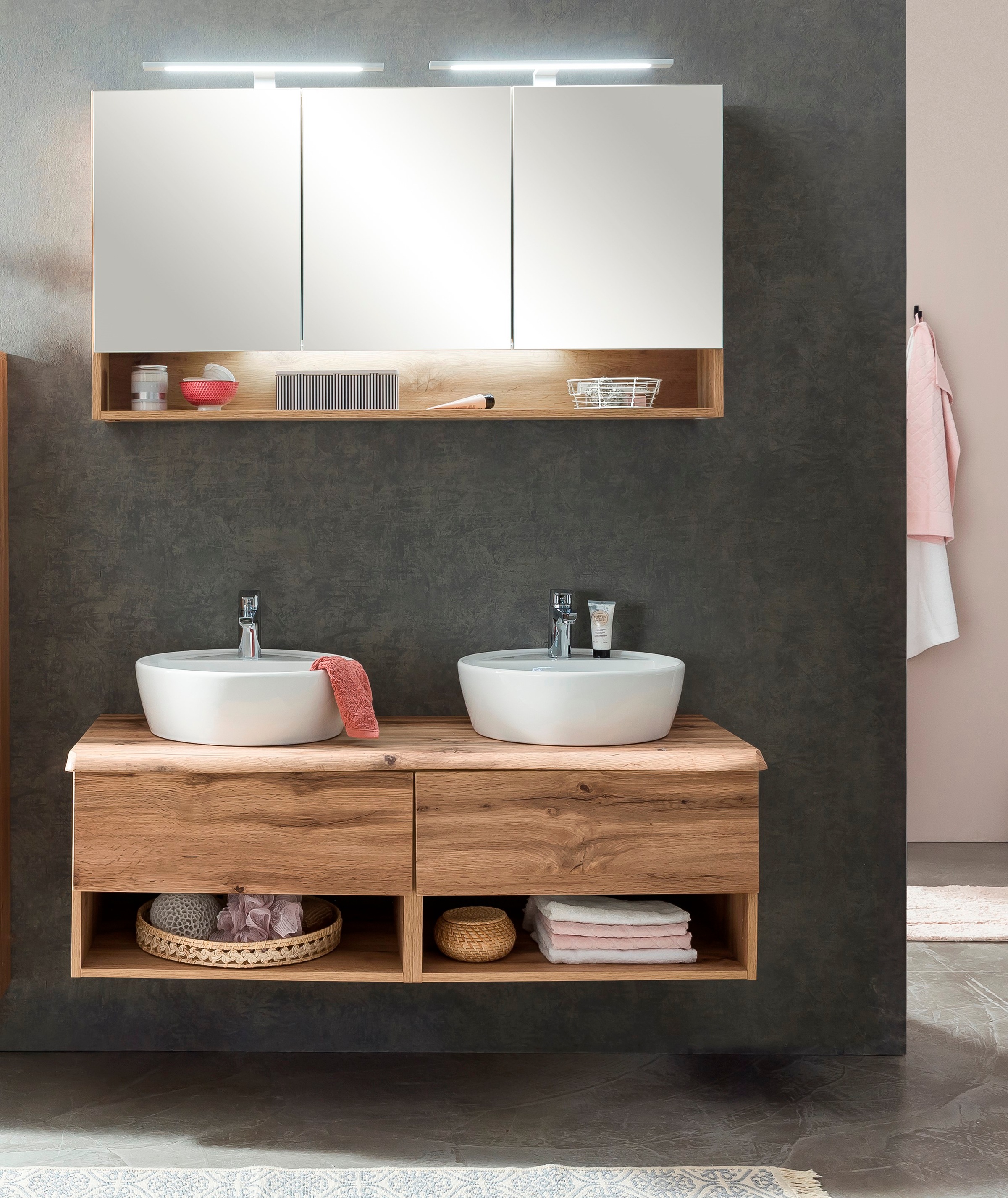 welltime Badmöbel-Set "Stubach" Spiegelschrank und Waschtisch, 2 Stk. tlg. günstig online kaufen