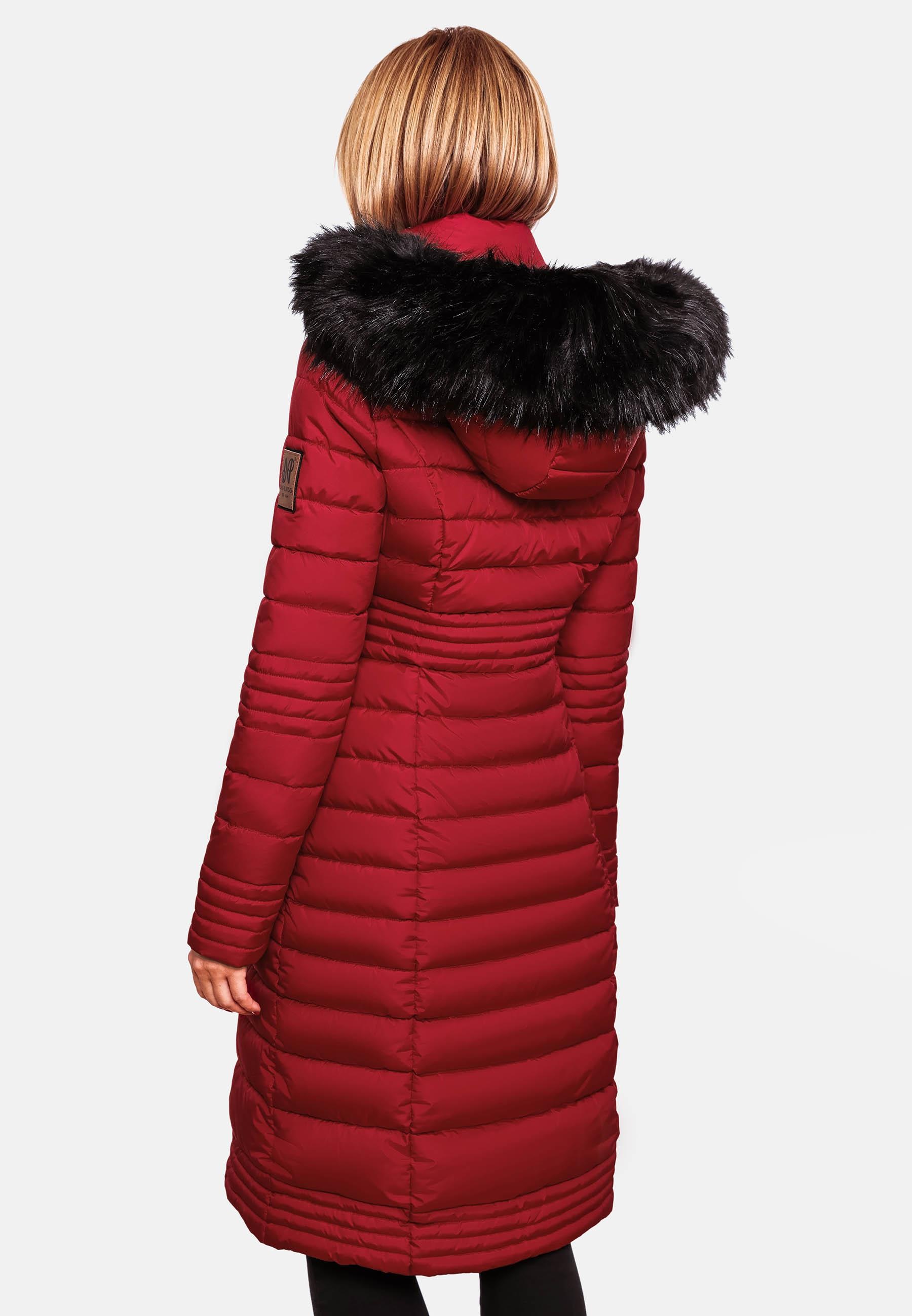 Navahoo Wintermantel »Umay«, langer Damen Winter Steppmantel mit Kunstfellkapuze