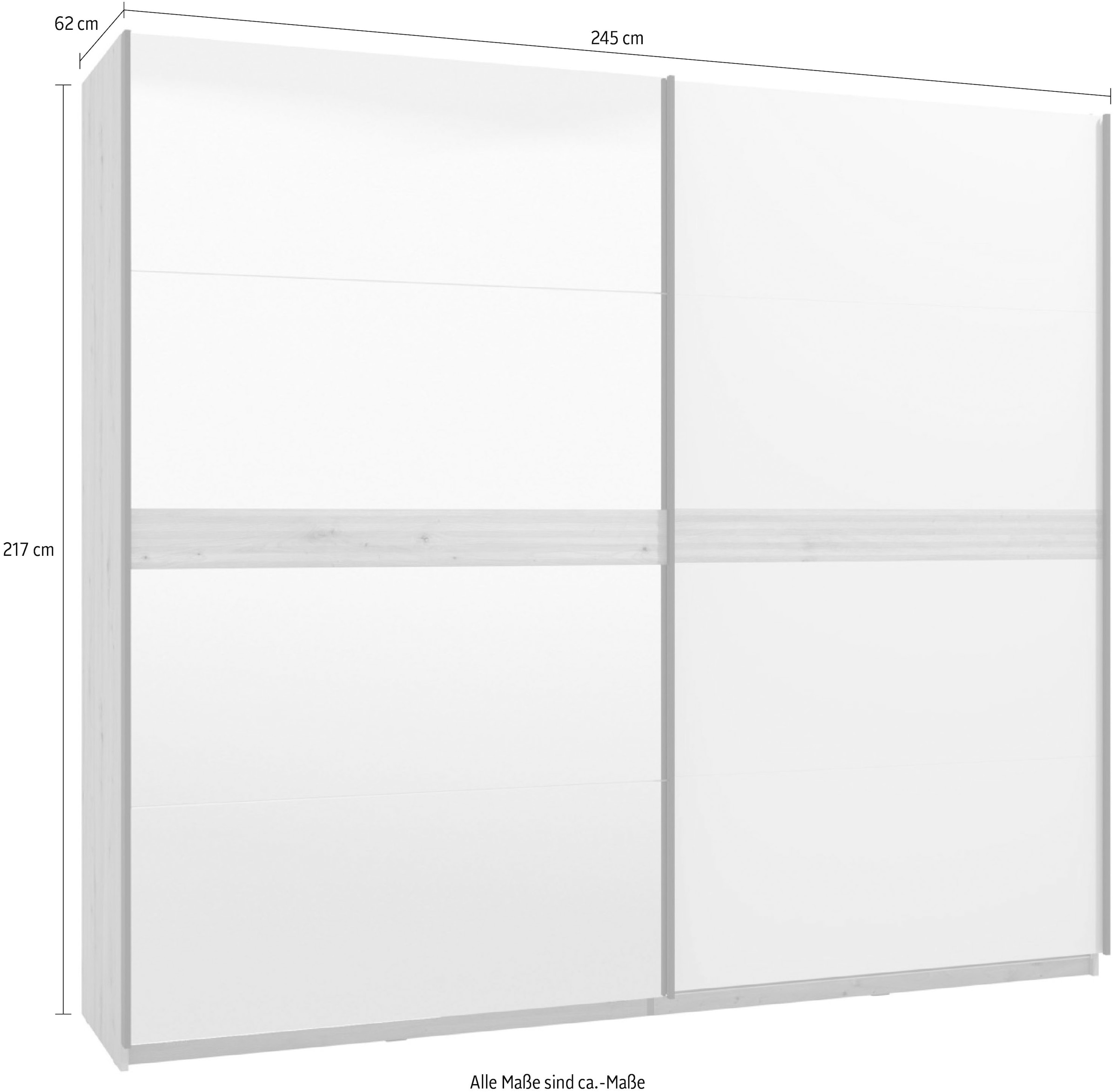 INOSIGN Schwebetürenschrank »Modena, Breite 245 cm, FSC-zertifiziert, Trendfarbe cashmere«, Schlafzimmerschrank mit Spiegel, mit verschiedenen Innenausstattungen