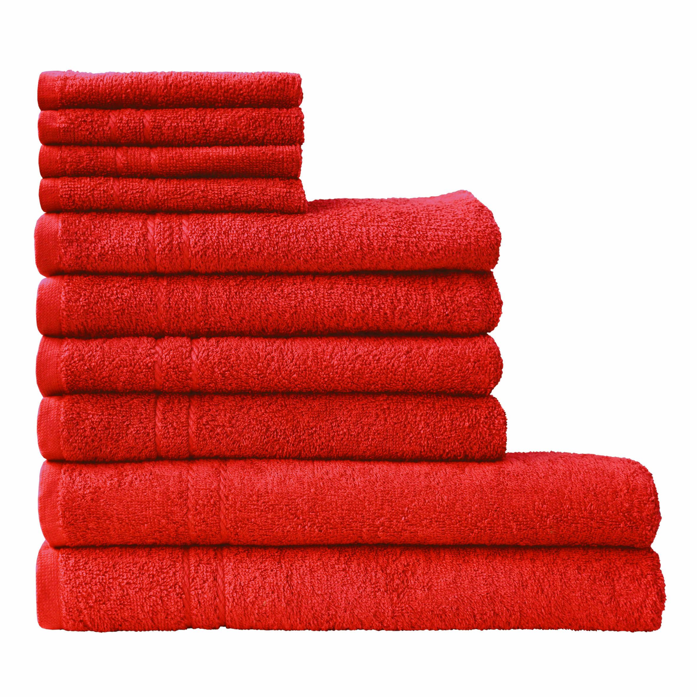Dyckhoff Handtuch Set Kristall, Set, 10 tlg., Walkfrottee, mit feiner Bordüre rot Handtuch-Sets Handtücher Badetücher