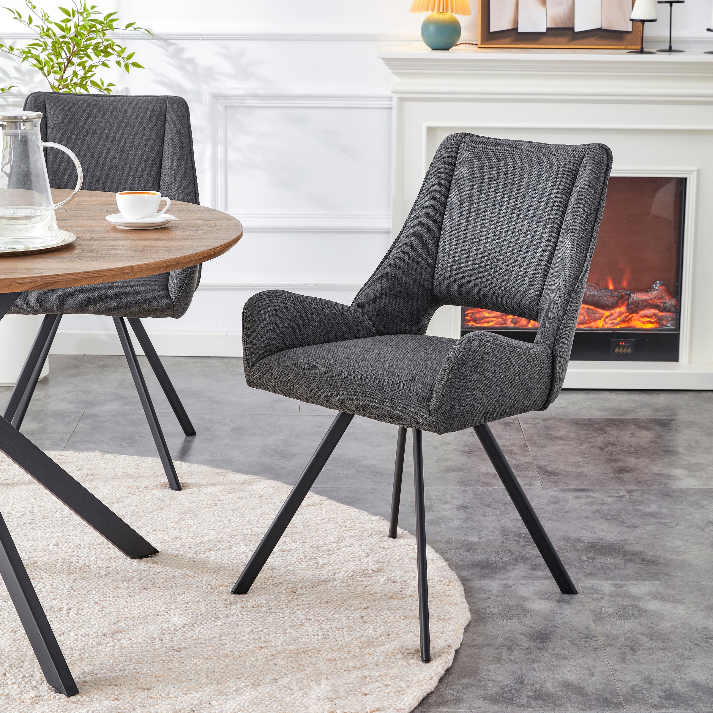 Home affaire Esszimmerstuhl "AIRDRIE, 2er Set, mit Metallgestell in matt schwarz" (Set) 2 Stk.in verschiedenen Farben, Belsatbarkeit pro Stuhl 120 kg