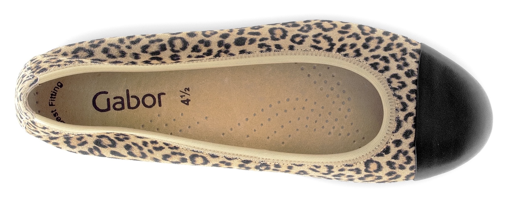 Ballerina GABOR, Damen, Gr. 36, schwarz (leo, schwarz), Nappaleder, Ziegenveloursleder, kontrastfarbene Details, Schuhe Ballerina, Blockabsatz, Schlupfschuh, Businesschuh mit Kontrastbesatz 2