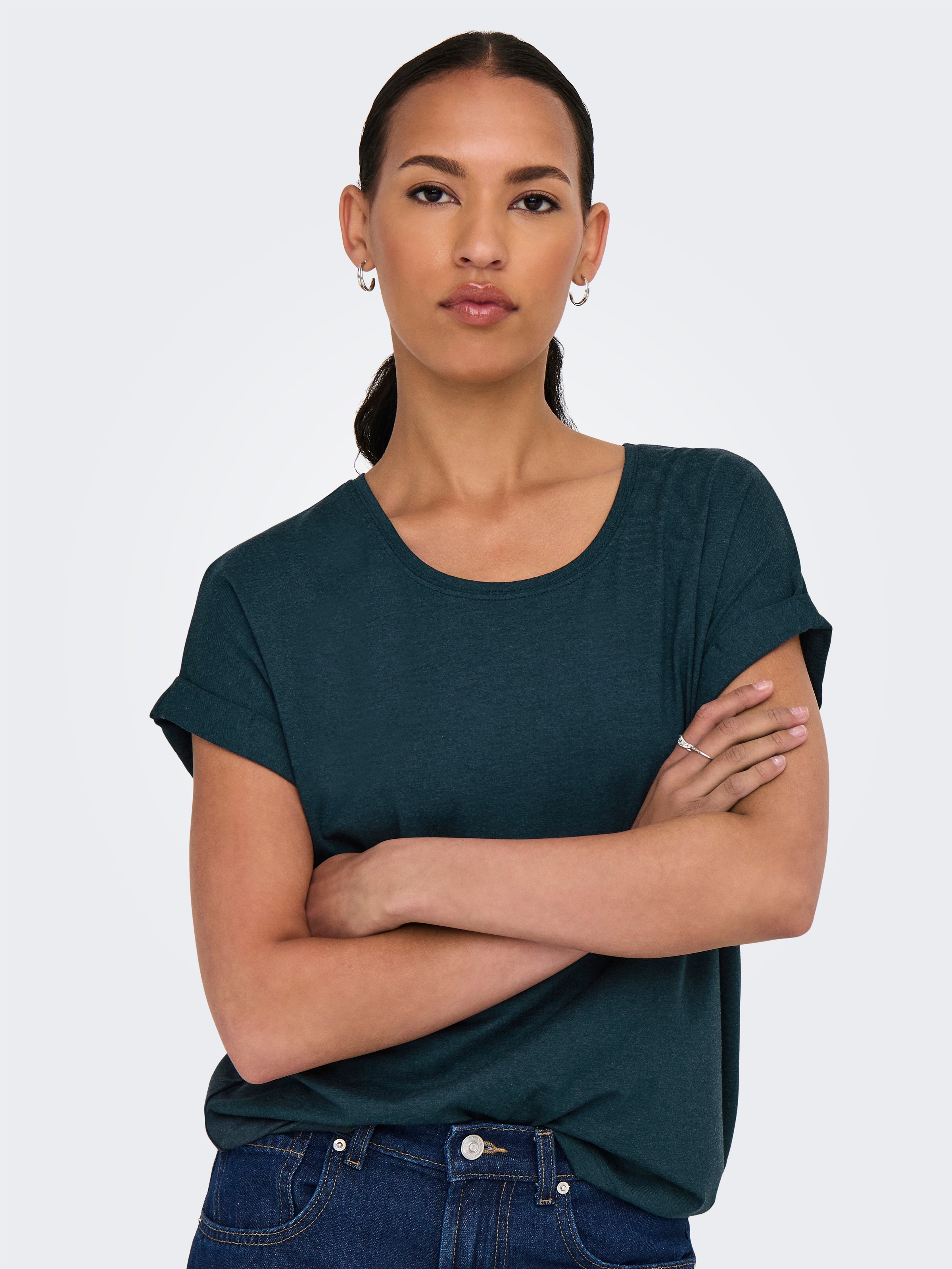 ONLY T-Shirt "ONLMOSTER – Kurzarmshirt mit Aufschlag und klassischem Look" günstig online kaufen