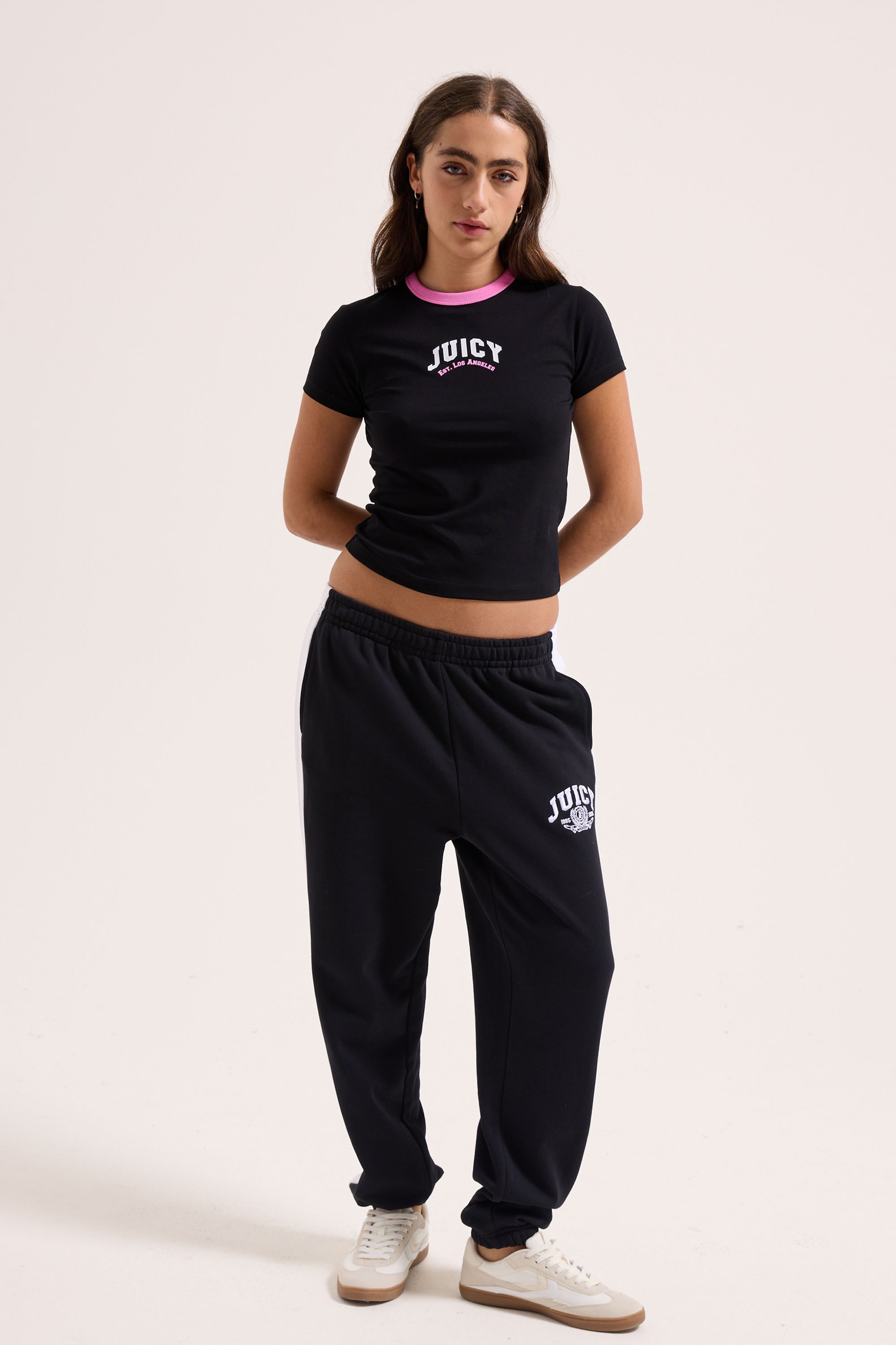 Juicy Couture T-Shirt »COLLEGIATE SPORTS RINGER TSHIRT. Damen« T-Shirt Damen, Schriftzug, Sportshirt, Logoprint, Trikot, Sale