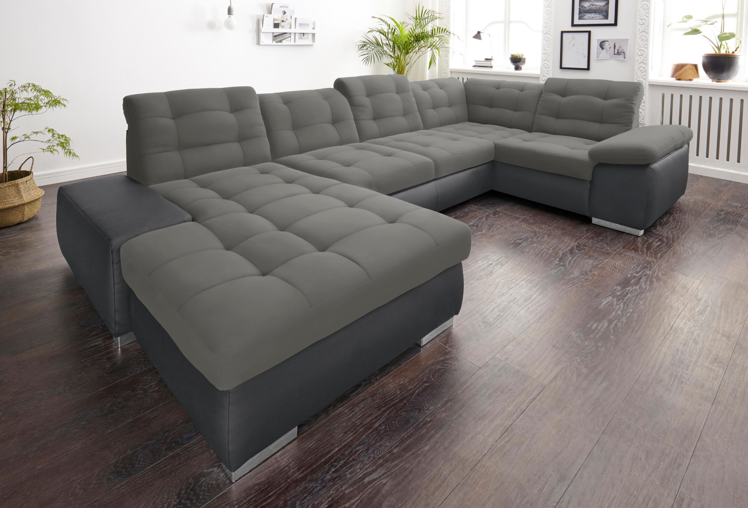 sit&more Wohnlandschaft "Ontario U-Form" XXL, wahlweise mit Schlaffunktion