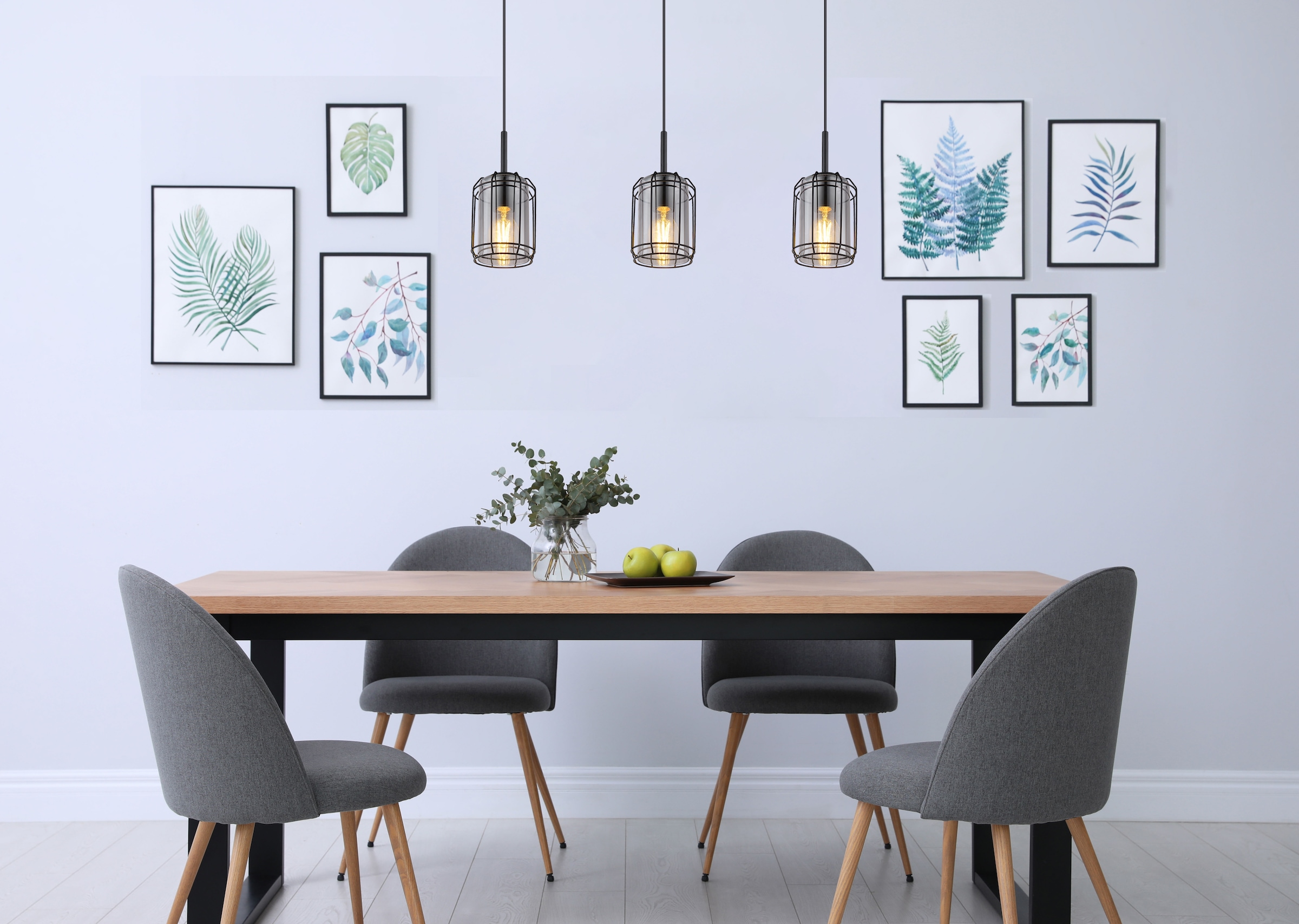 GLOBO LIGHTING Hängeleuchte »KAMMI«, Leuchtmittel E27 | ohne Leuchtmittel, Hängelampe/Pendelleuchte/Glas rauchfarben/Höhe kürzbar/Esstisch