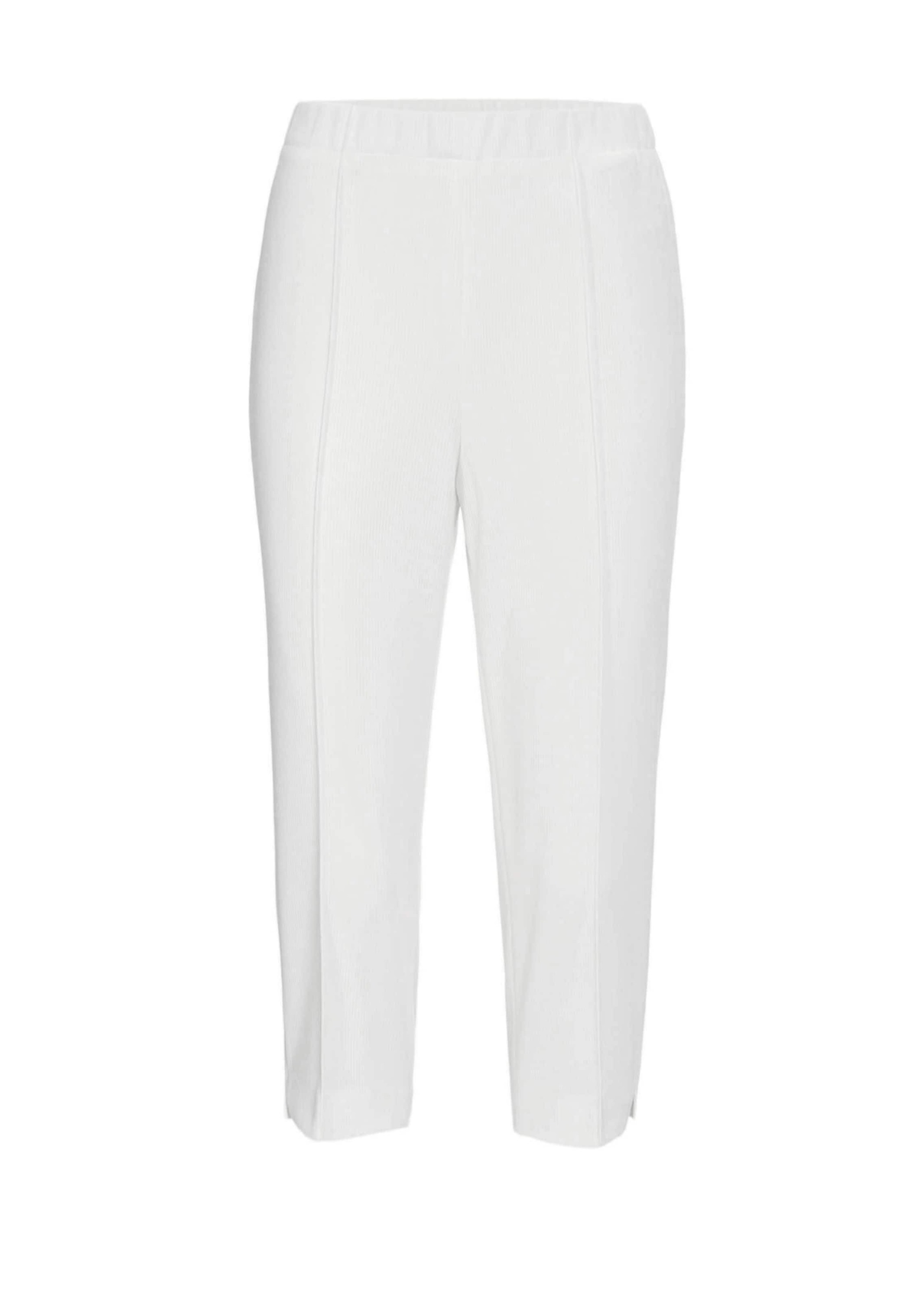 Caprihose GOLDNER "Kurzgröße Trageangenehme 7/8-Rippenhose", Damen, Gr. 25, K-Gr, weiß (cremeweiß), Obermaterial: 100% Polyester COOLMAX PES(Coolmax)., Hosen Caprihose