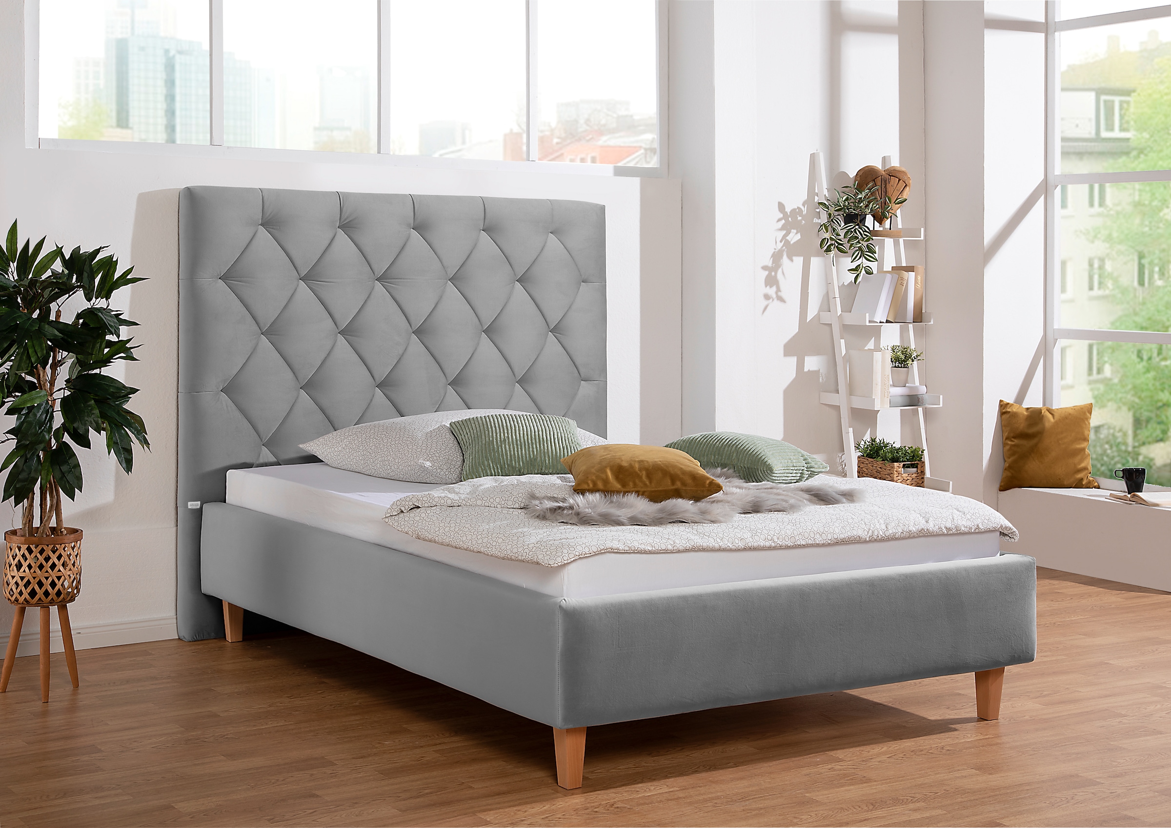 Home affaire Polsterbett "Sunley 140", Kreuzsteppung, Kopfteilhöhe 142 cm, günstig online kaufen