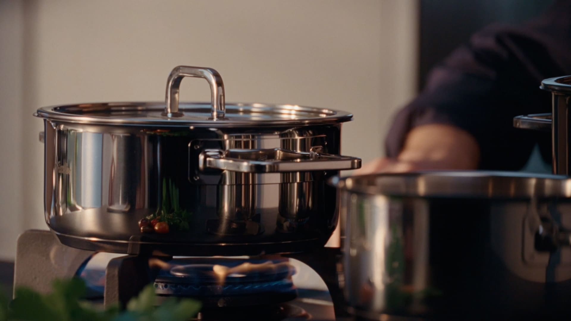 Fissler Topf-Set »Viseo® Pro« Set, 3 Kochtöpfe & 1 Bratentopf mit Deckel, 1 Stielkasserolle, 9 tlg. Edelstahl 18/10