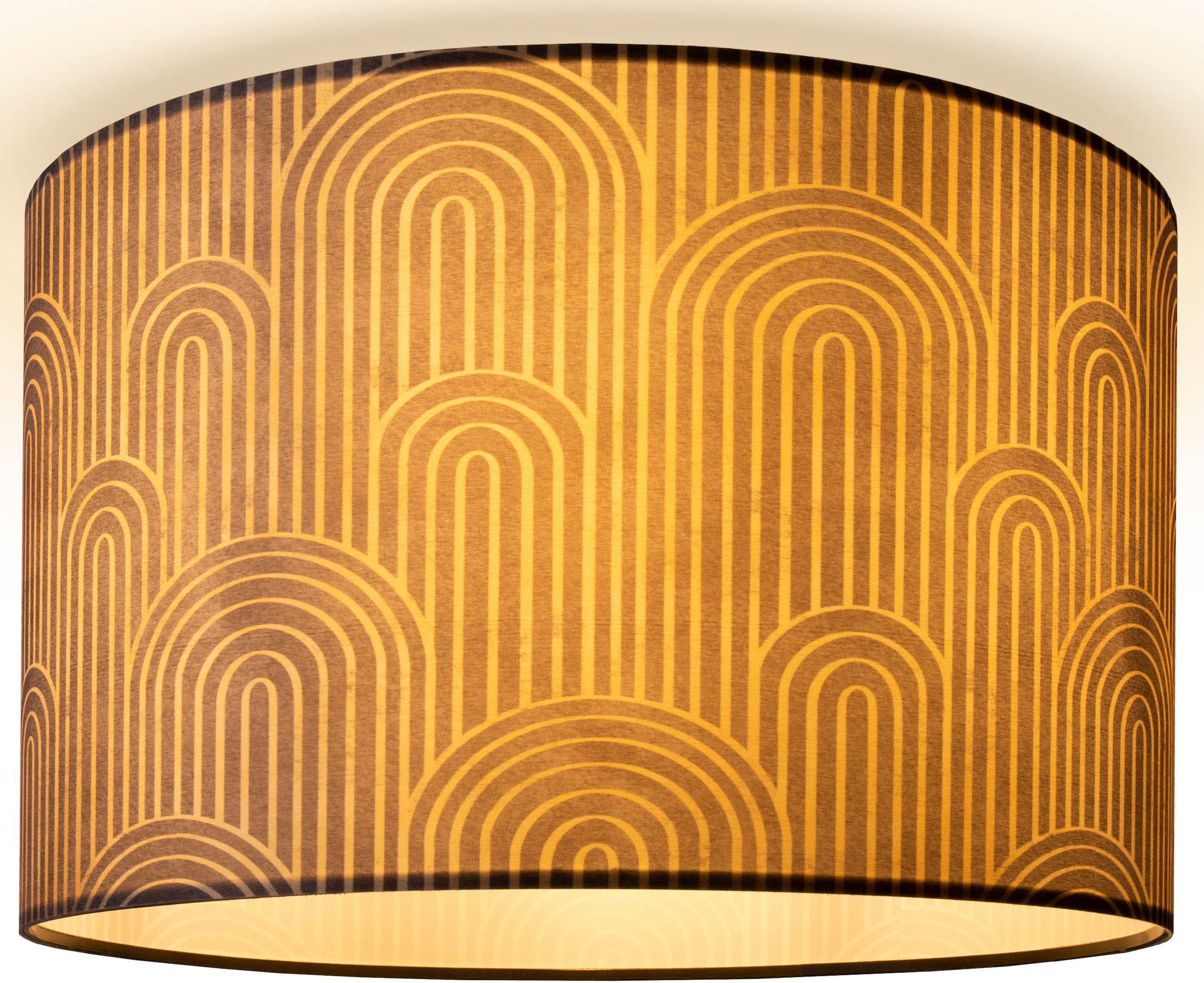 Paco Home Deckenleuchte »Hugo Pillar«, Leuchtmittel E27 | ohne Leuchtmittel, Deckenleuchte Schirm Stoff Rund Lampe Wohnzimmer Vintage Retro