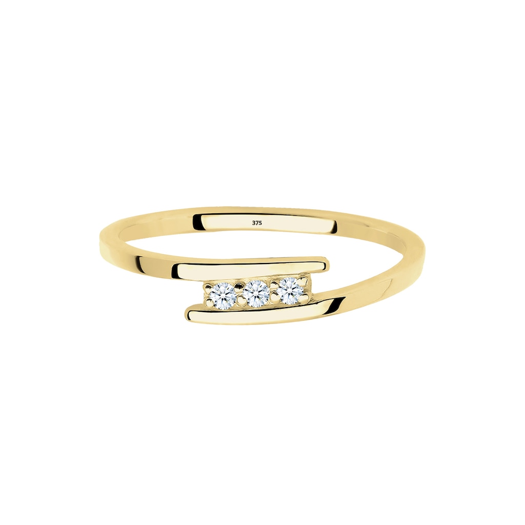 Elli DIAMONDS Verlobungsring »Verlobungsring Trio Diamant 0.045 ct. 375 Gelbgold«