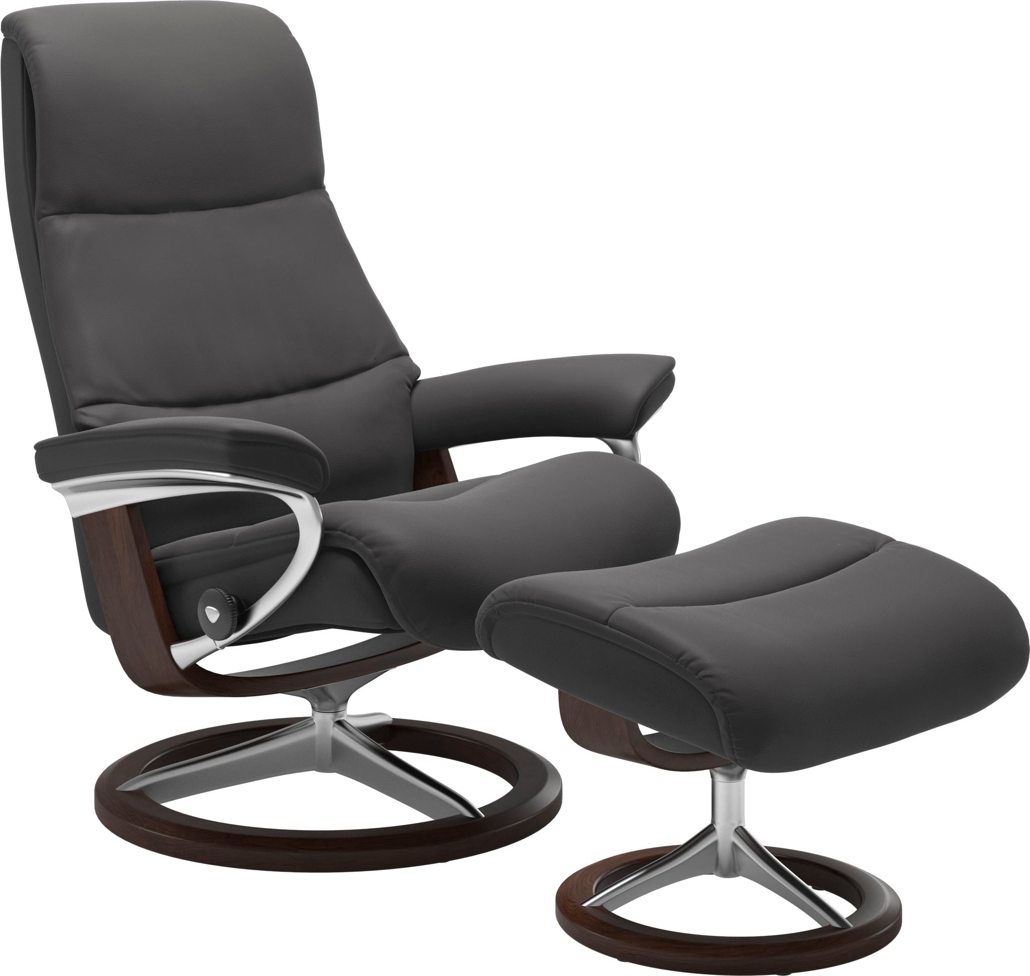 Stressless Relaxsessel "View" Set, Relaxsessel mit Hocker, mit Signature Base, Größe S,Gestell Braun
