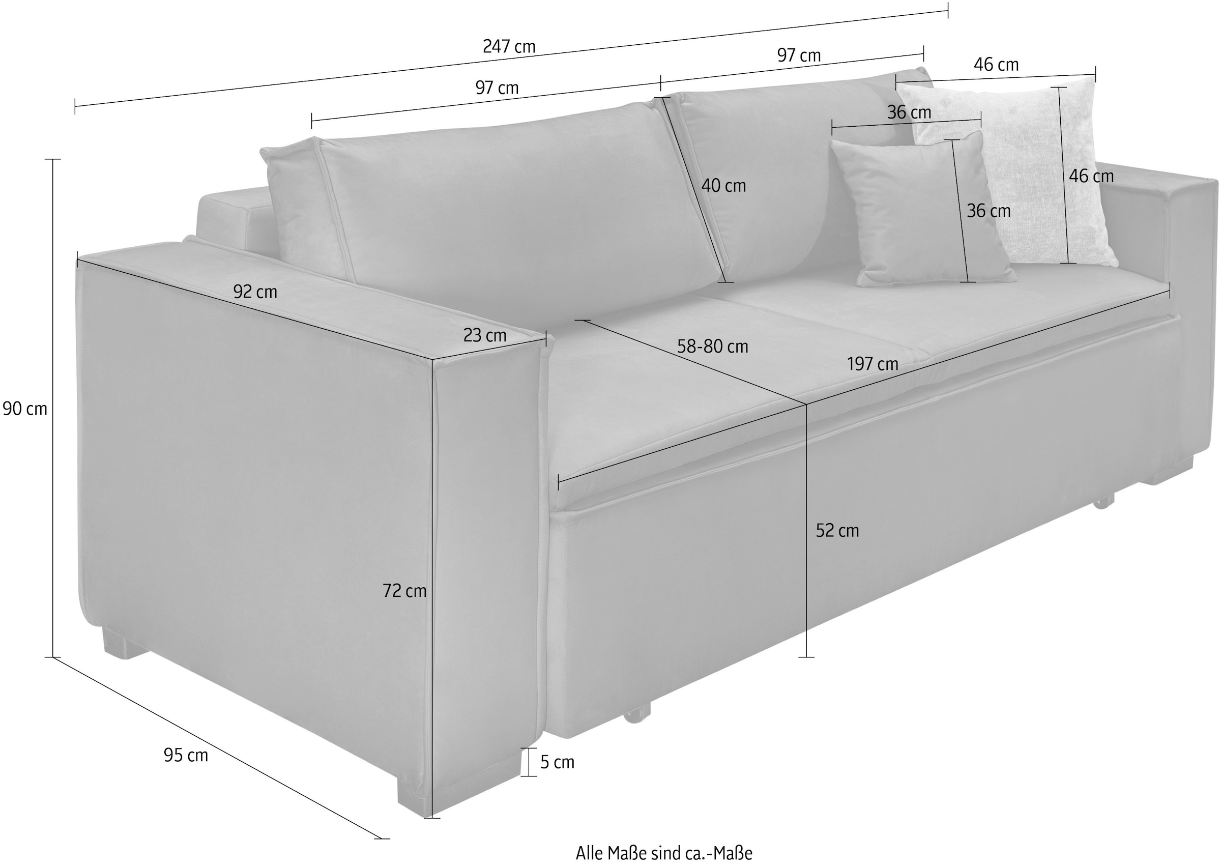 INOSIGN Schlafsofa »Manhattan«, mit Boxspringaufbau, Bettfunktion & Bettkasten, Dauerschlafsofa