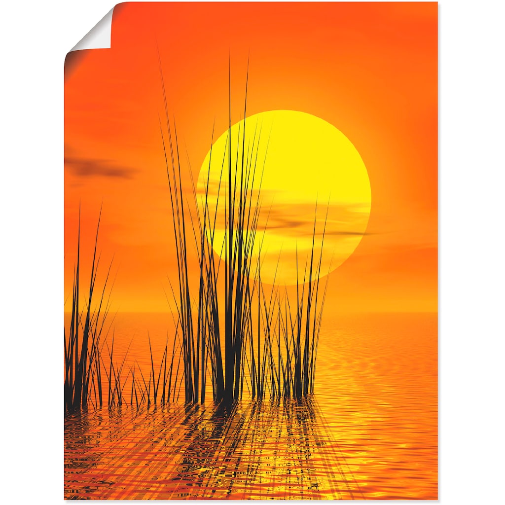 Artland Wandbild »Sonnenuntergang mit Schilf«, Sonnenaufgang & -untergang, (1 St.)