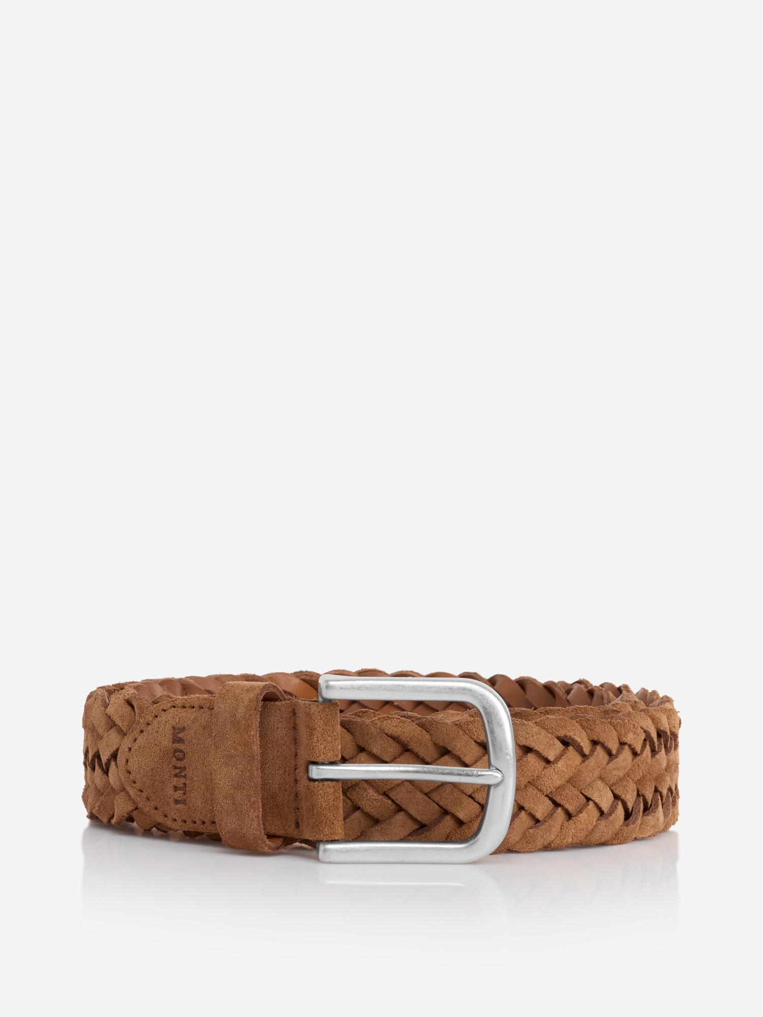 Ledergürtel MONTI "VANCOUVER", Herren, Gr. 11,5, braun (cognac), Obermaterial: 100% Rindsleder, Gürtel Ledergürtel, Flecht-Optik, matt, weich, handgefertigt 3