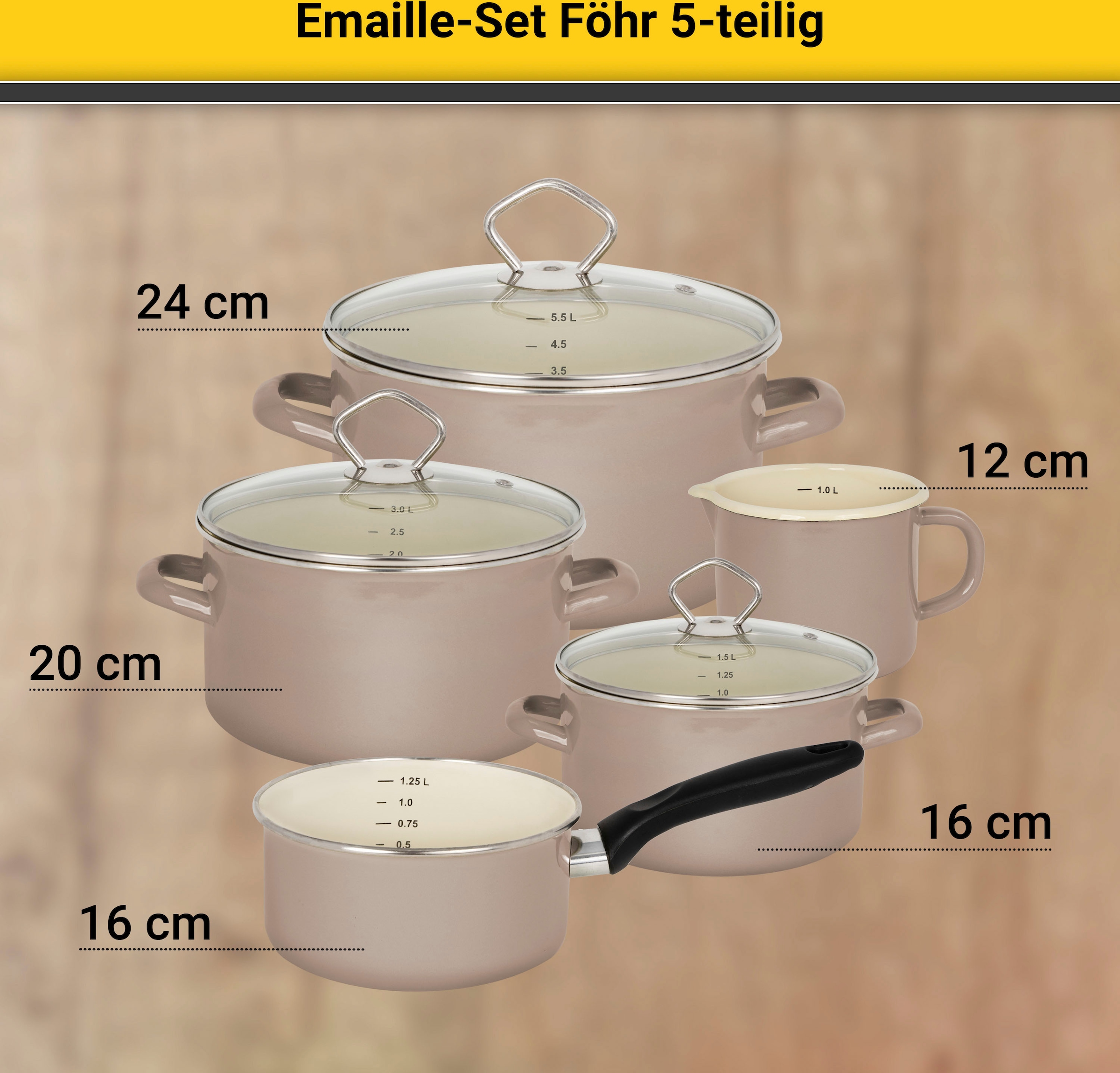 Induktion | kaufen Emaille, »Föhr«, Topf-Set tlg.), Krüger BAUR 8 (Set,