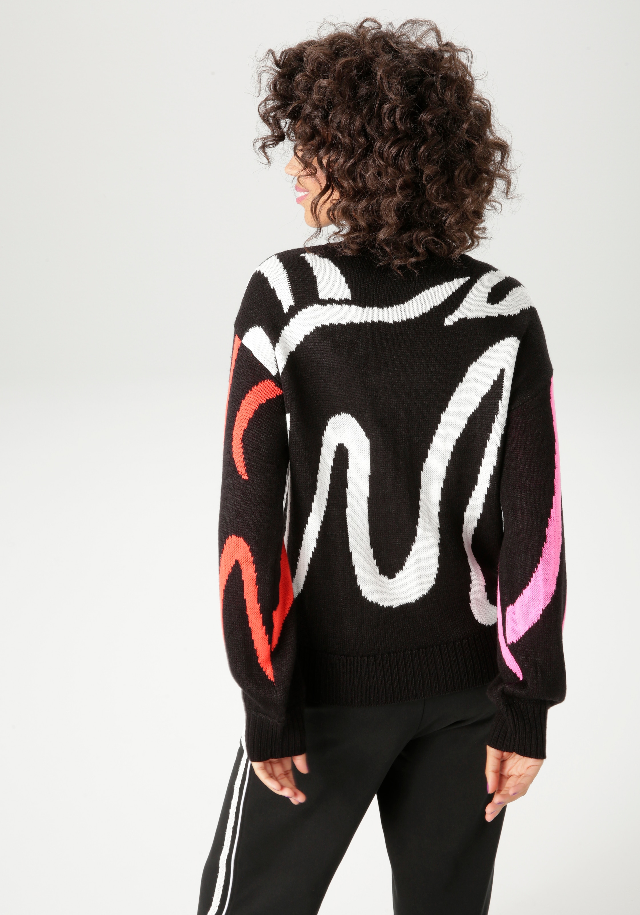 Aniston CASUAL Strickpullover, mit grafischem Muster im Color-Blocking - NEUE KOLLEKTION